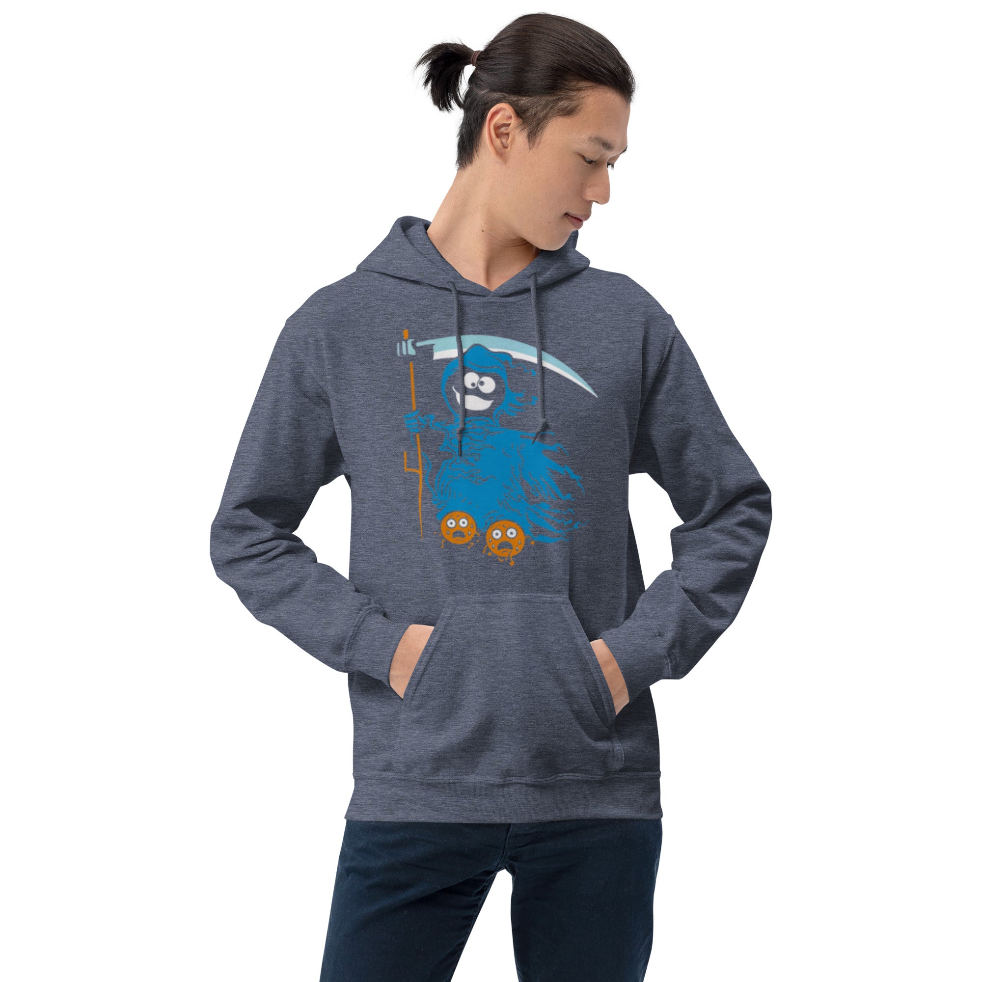 Felpa Stampata Unisex con Cappuccio – Morbida – Design Blue Ghost-Biiply