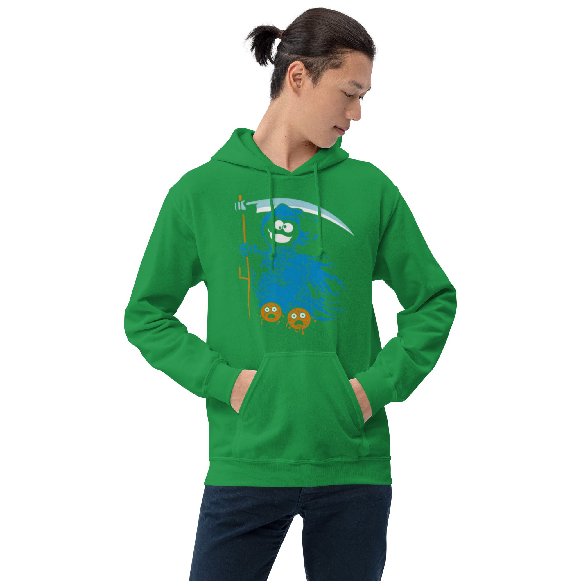Felpa Stampata Unisex con Cappuccio – Morbida – Design Blue Ghost-Biiply