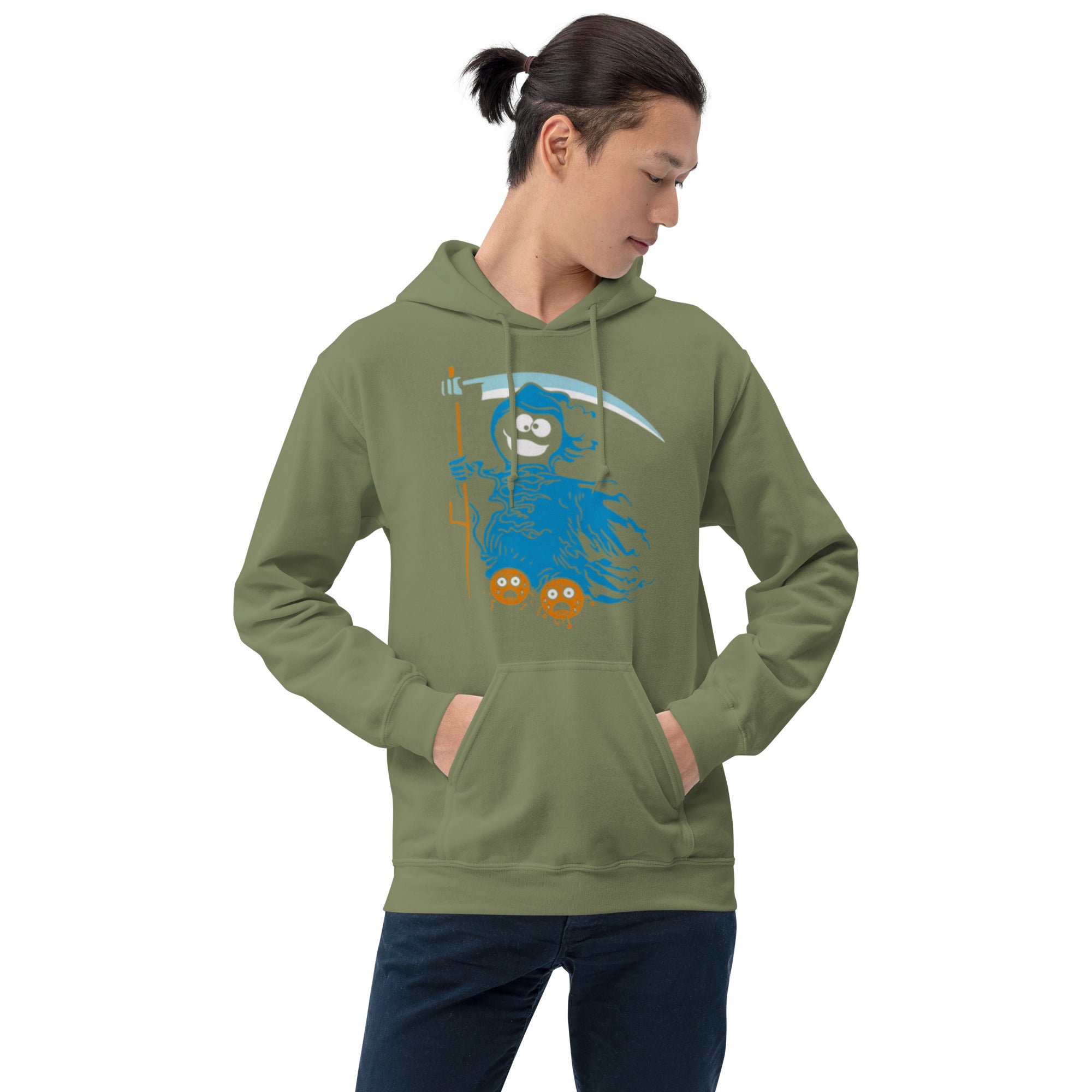 Felpa Stampata Unisex con Cappuccio – Morbida – Design Blue Ghost-Biiply