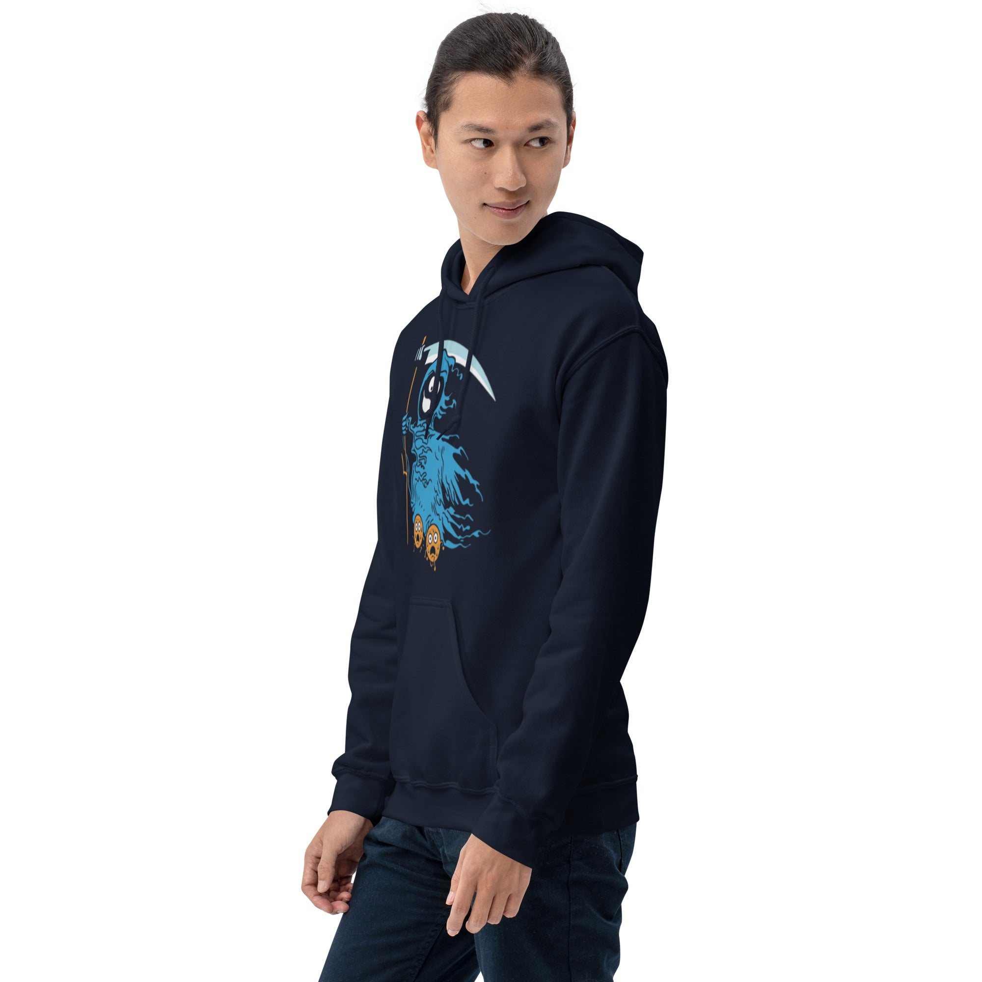 Felpa Stampata Unisex con Cappuccio – Morbida – Design Blue Ghost-Biiply