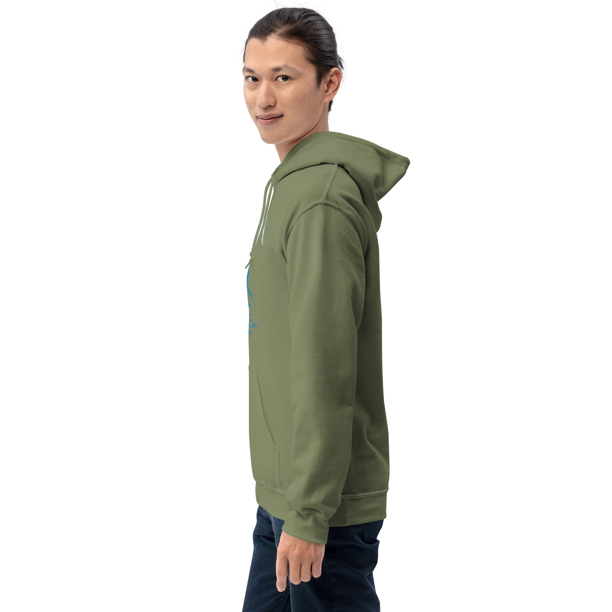 Felpa Stampata Unisex con Cappuccio – Morbida – Design Blue Ghost-Biiply