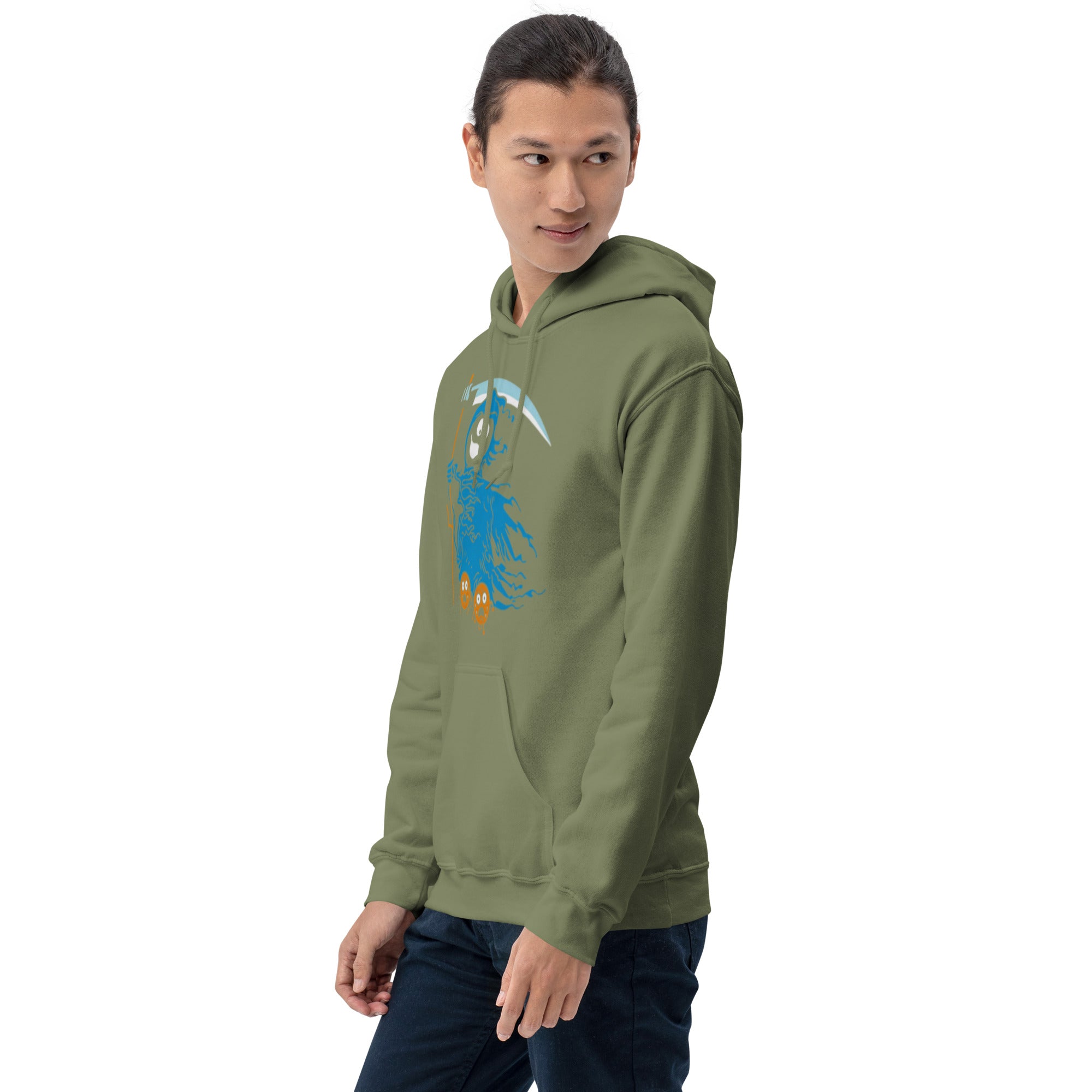 Felpa Stampata Unisex con Cappuccio – Morbida – Design Blue Ghost-Biiply