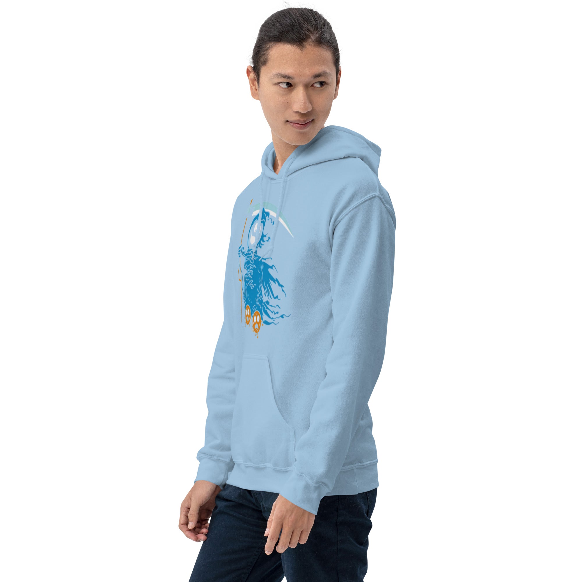 Felpa Stampata Unisex con Cappuccio – Morbida – Design Blue Ghost-Biiply