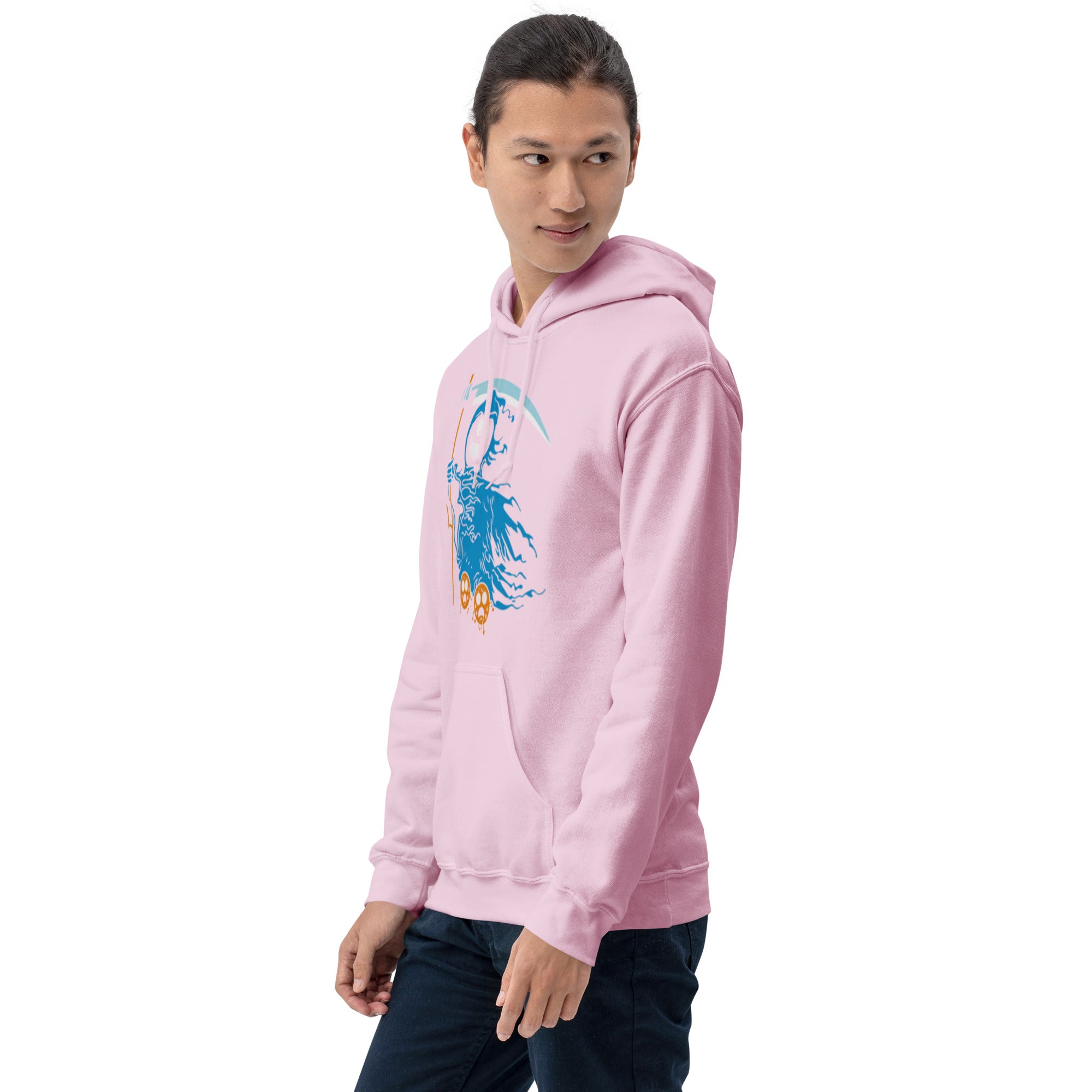 Felpa Stampata Unisex con Cappuccio – Morbida – Design Blue Ghost-Biiply