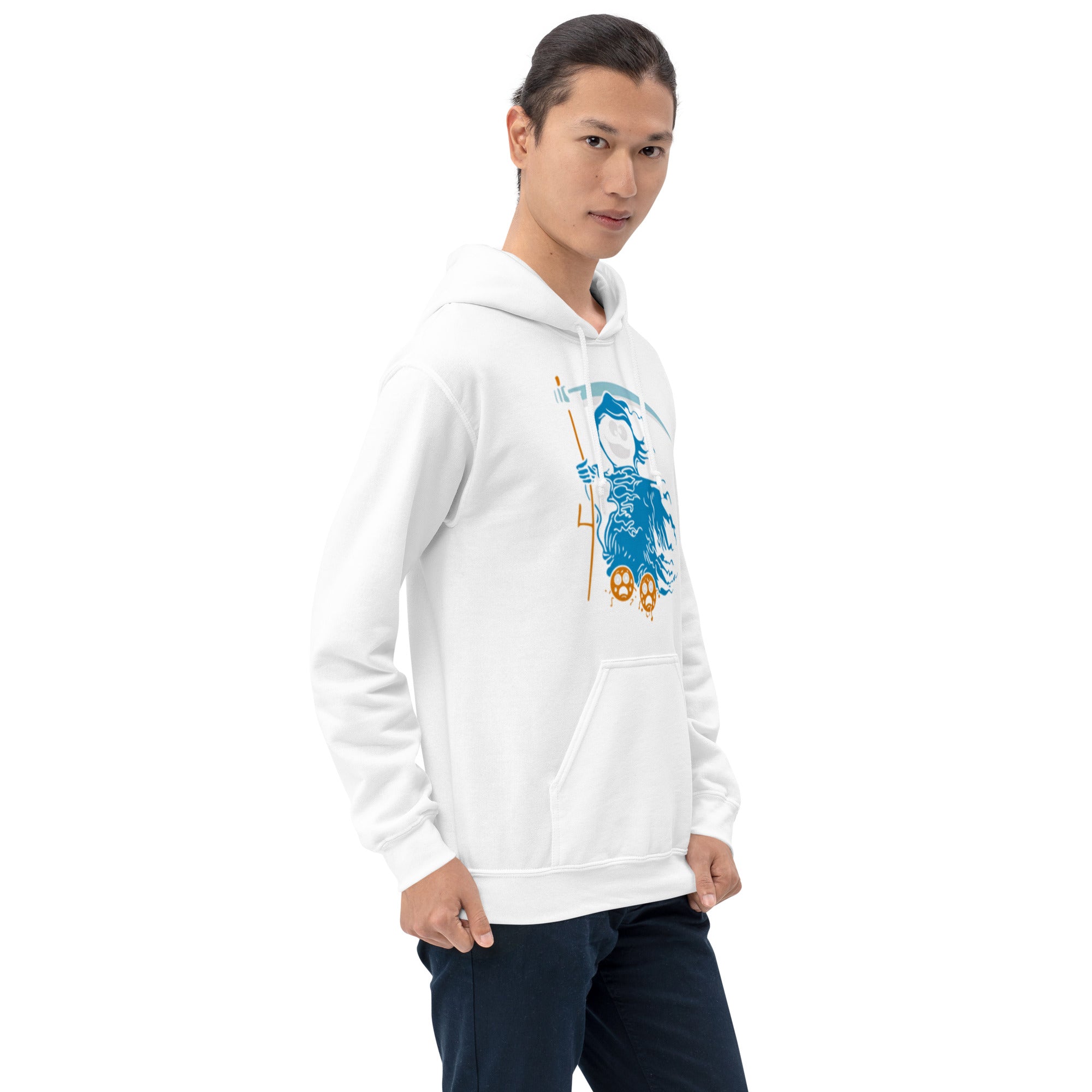 Felpa Stampata Unisex con Cappuccio – Morbida – Design Blue Ghost-Biiply
