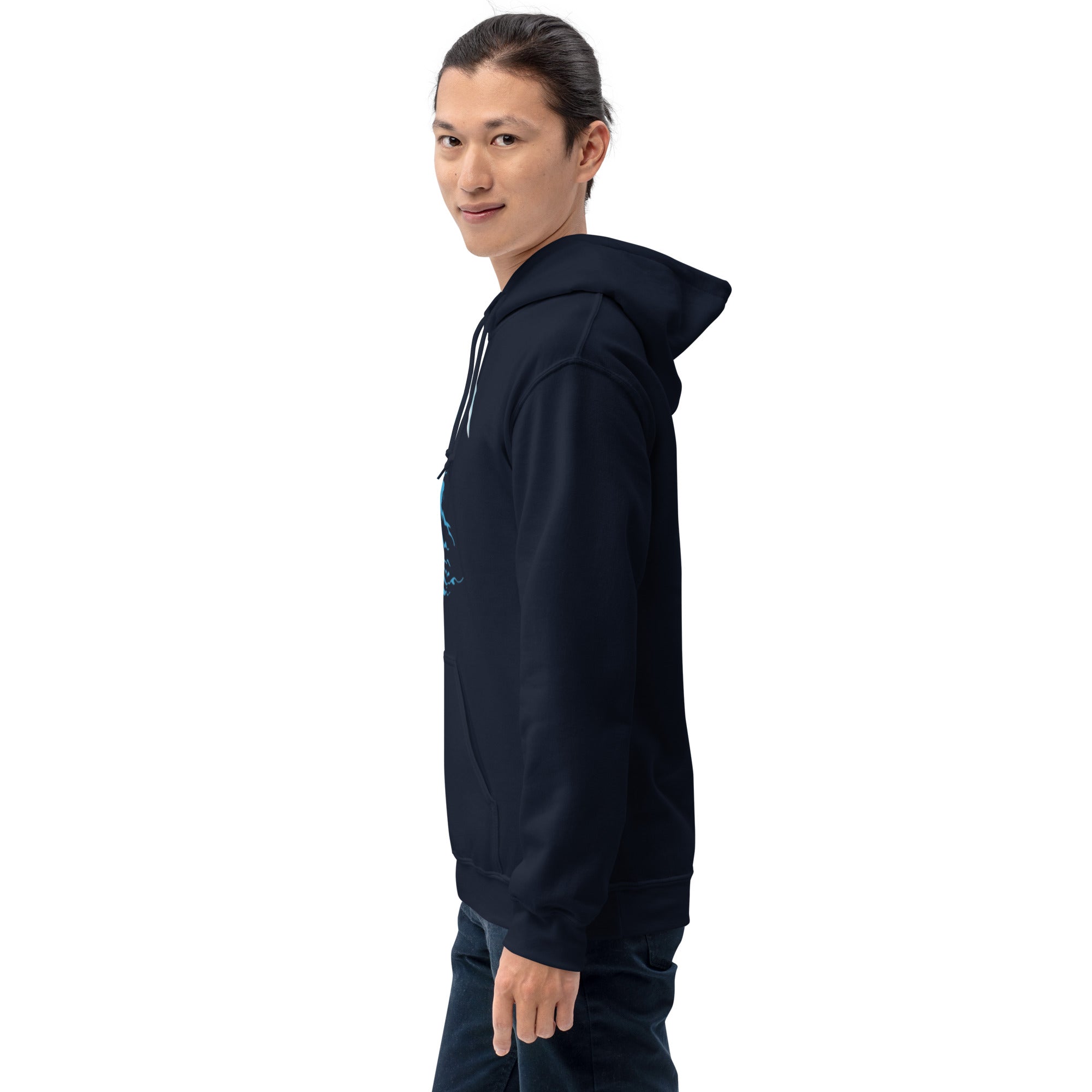 Felpa Stampata Unisex con Cappuccio – Morbida – Design Blue Ghost-Biiply