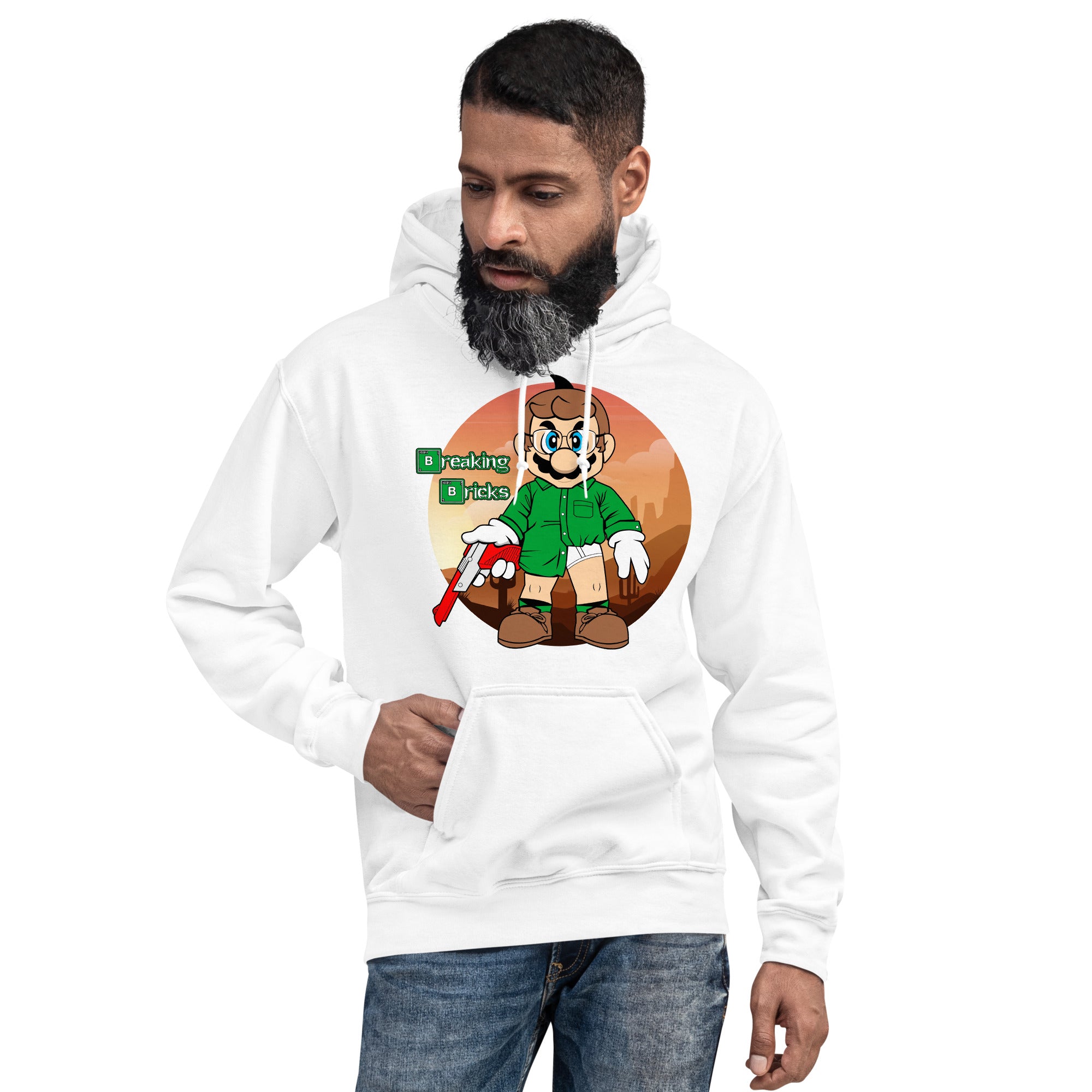 Felpa Stampata Unisex con Cappuccio – Morbida – Design Breaking Briks-Biiply