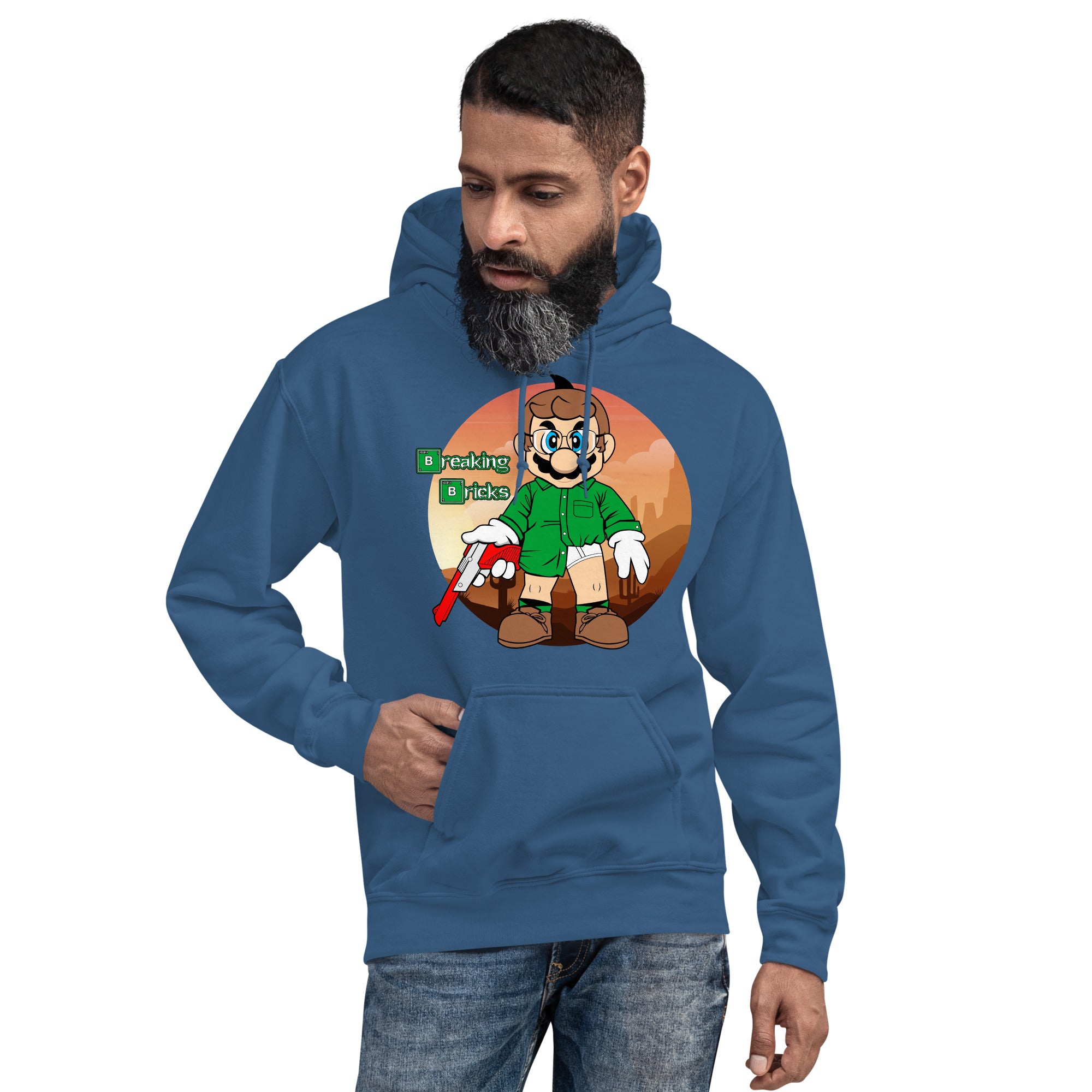 Felpa Stampata Unisex con Cappuccio – Morbida – Design Breaking Briks-Biiply