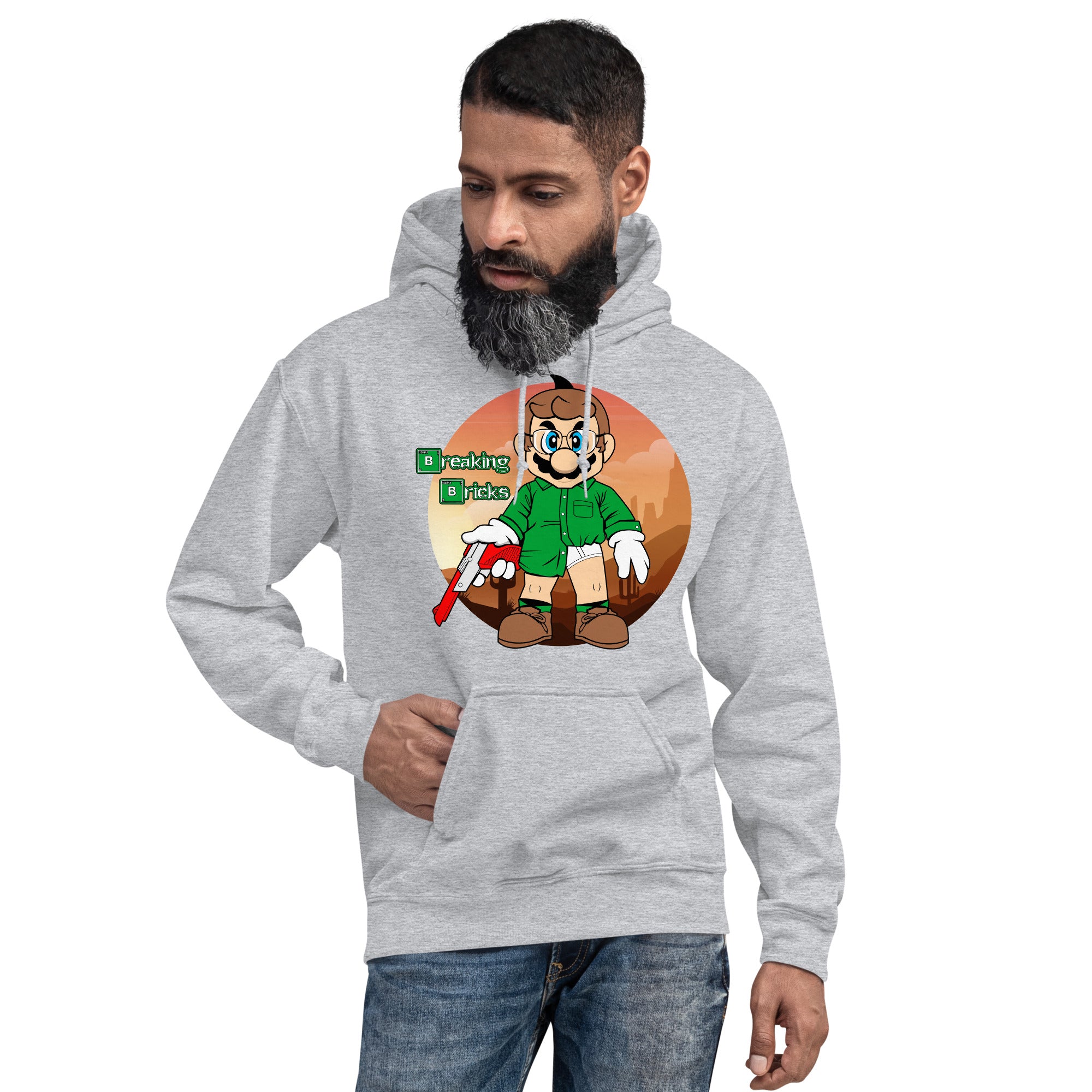 Felpa Stampata Unisex con Cappuccio – Morbida – Design Breaking Briks-Biiply