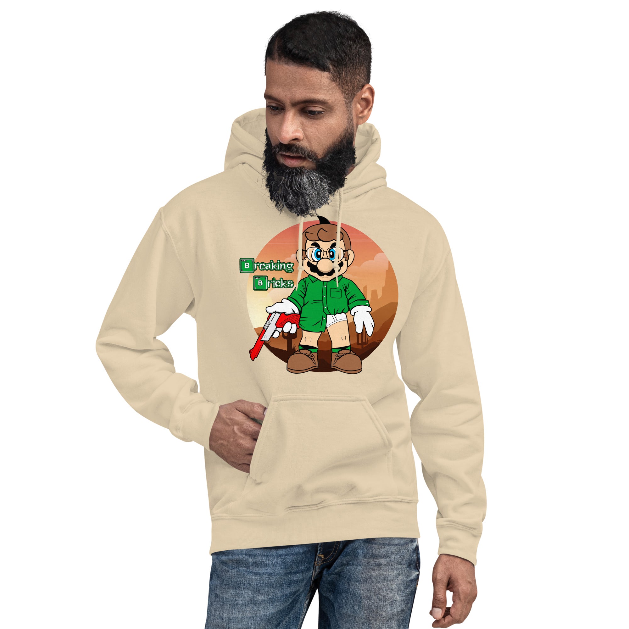 Felpa Stampata Unisex con Cappuccio – Morbida – Design Breaking Briks-Biiply