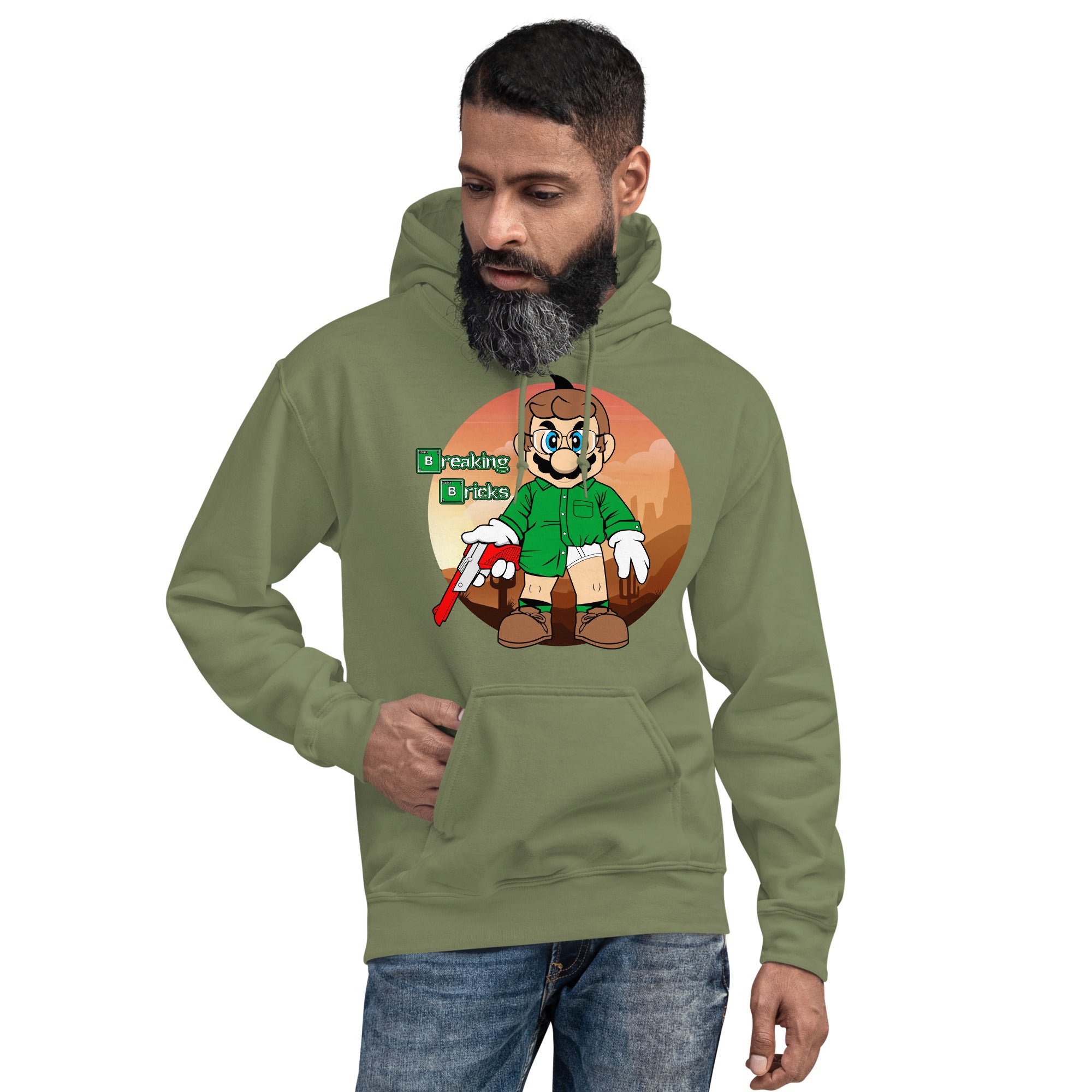 Felpa Stampata Unisex con Cappuccio – Morbida – Design Breaking Briks-Biiply