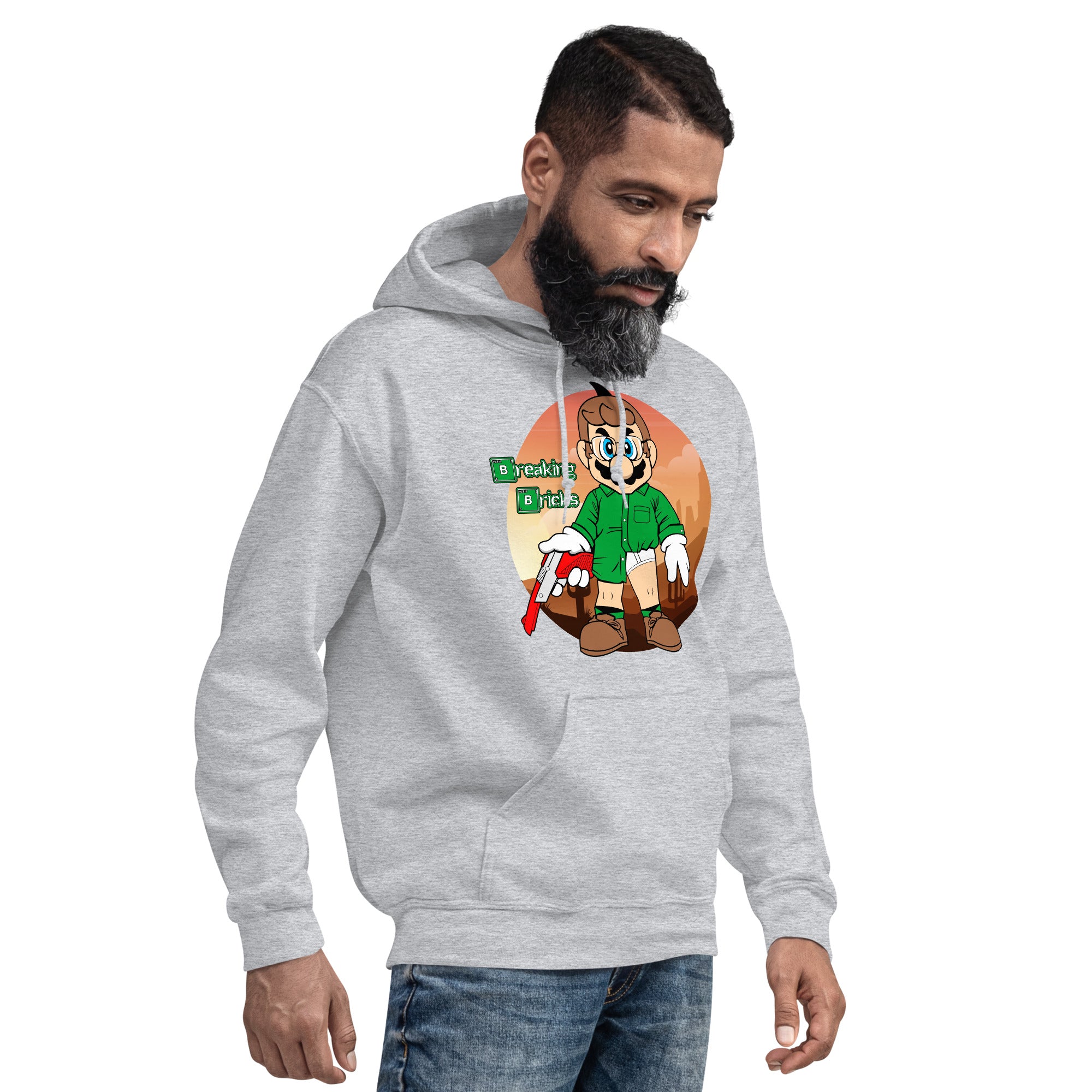 Felpa Stampata Unisex con Cappuccio – Morbida – Design Breaking Briks-Biiply