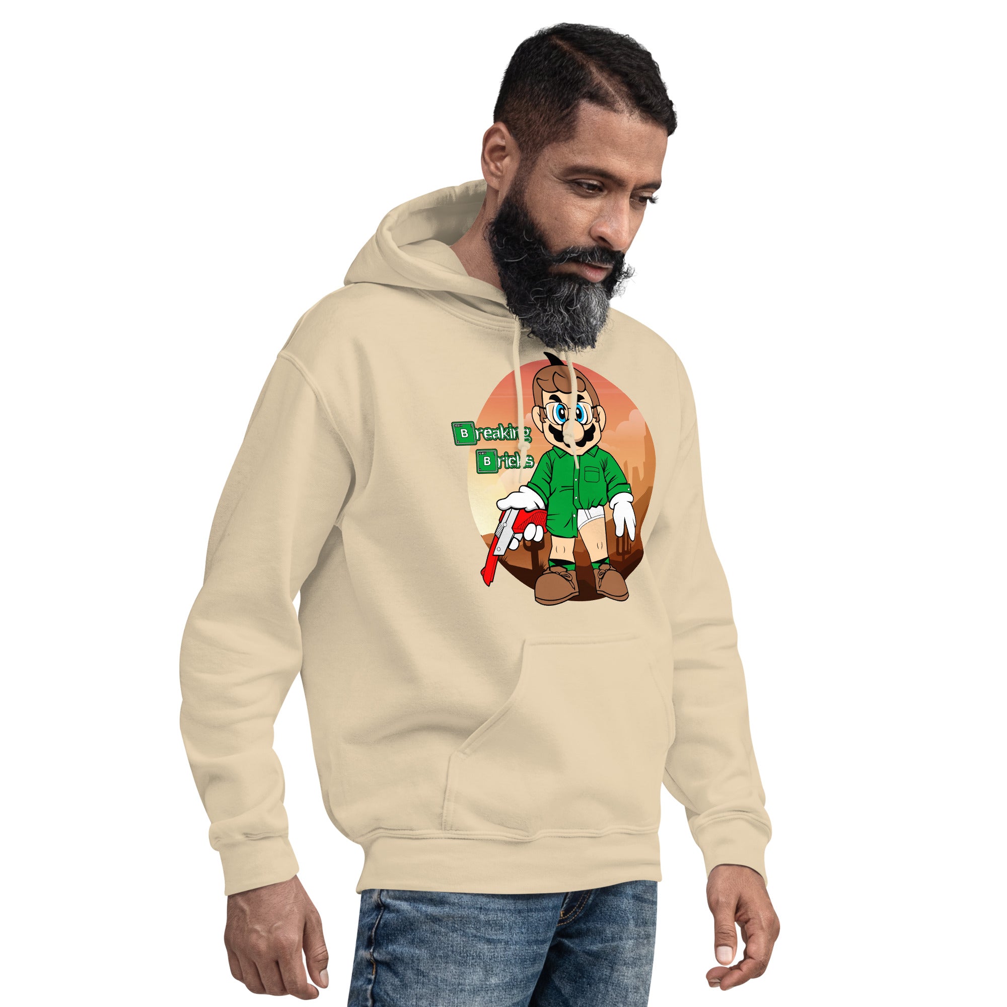 Felpa Stampata Unisex con Cappuccio – Morbida – Design Breaking Briks-Biiply