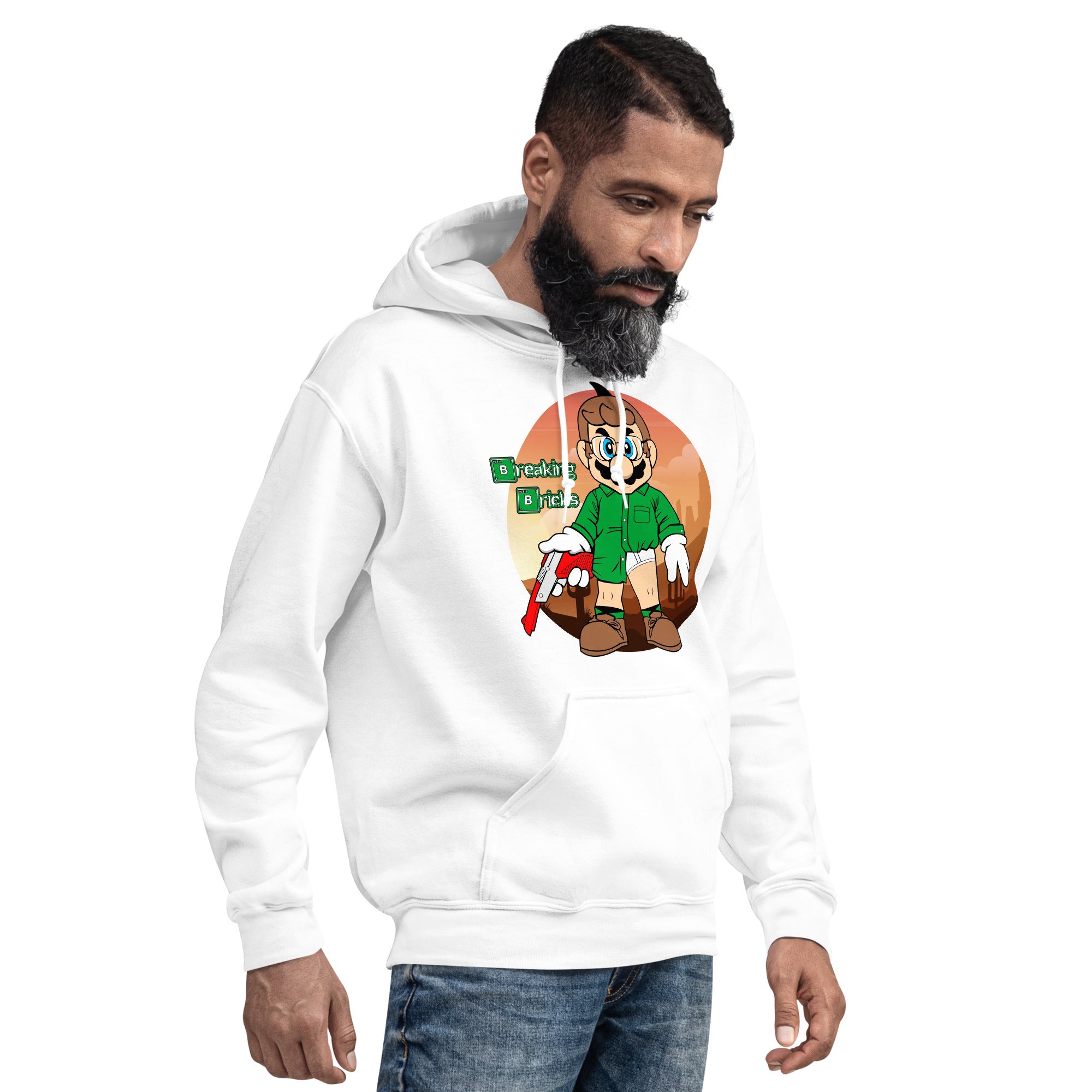 Felpa Stampata Unisex con Cappuccio – Morbida – Design Breaking Briks-Biiply
