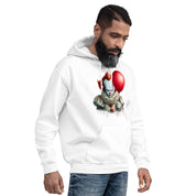 Felpa Stampata Unisex con Cappuccio – Morbida – Design Clown Con palloncino-Biiply