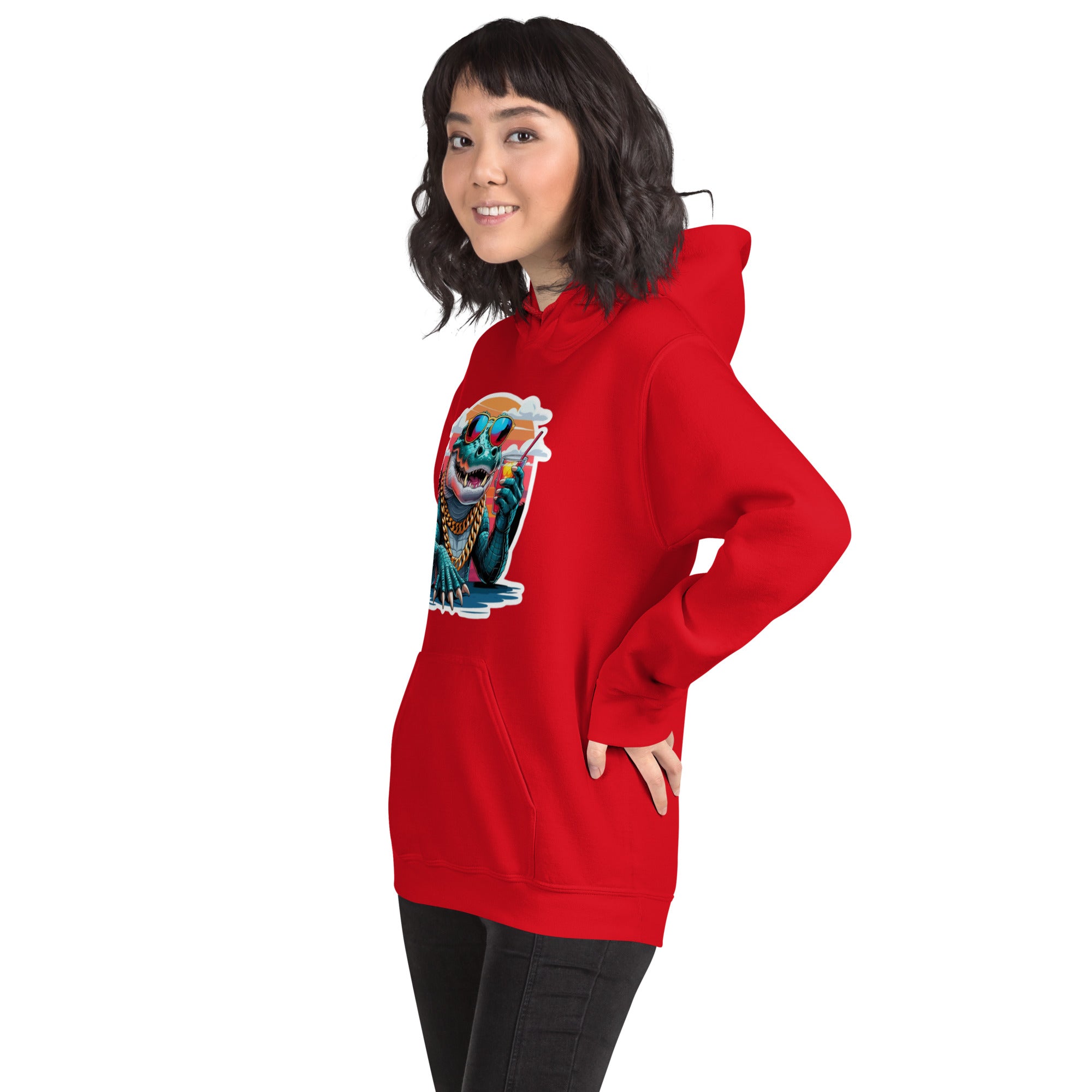 Felpa Stampata Unisex con Cappuccio – Morbida – Design Coccodrillo Cool-Biiply