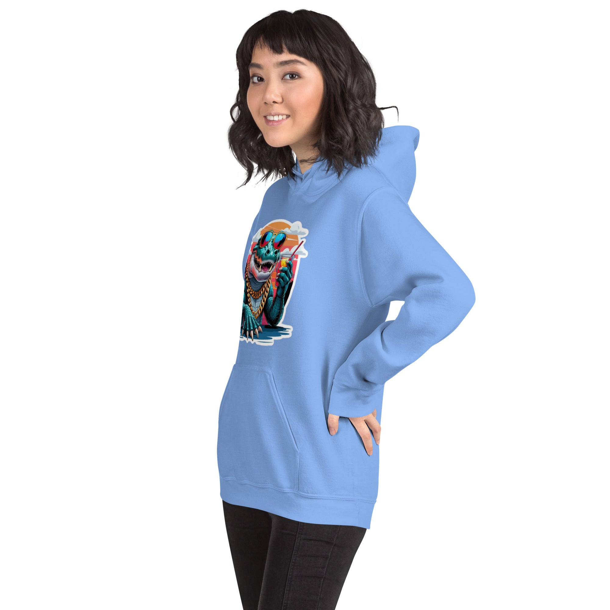 Felpa Stampata Unisex con Cappuccio – Morbida – Design Coccodrillo Cool-Biiply