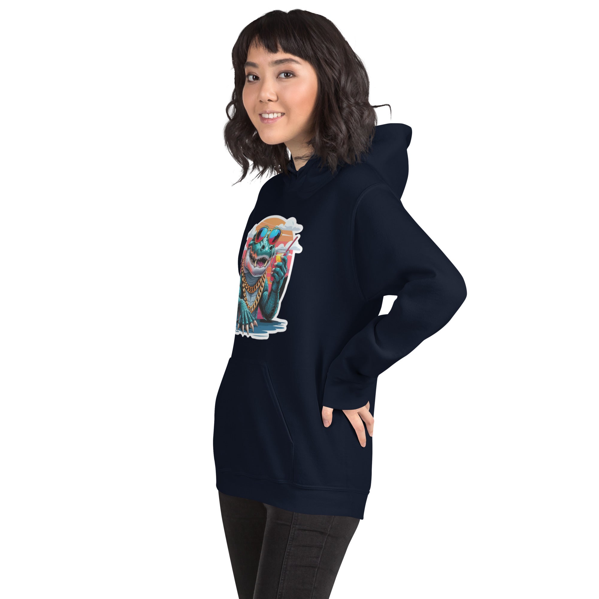 Felpa Stampata Unisex con Cappuccio – Morbida – Design Coccodrillo Cool-Biiply
