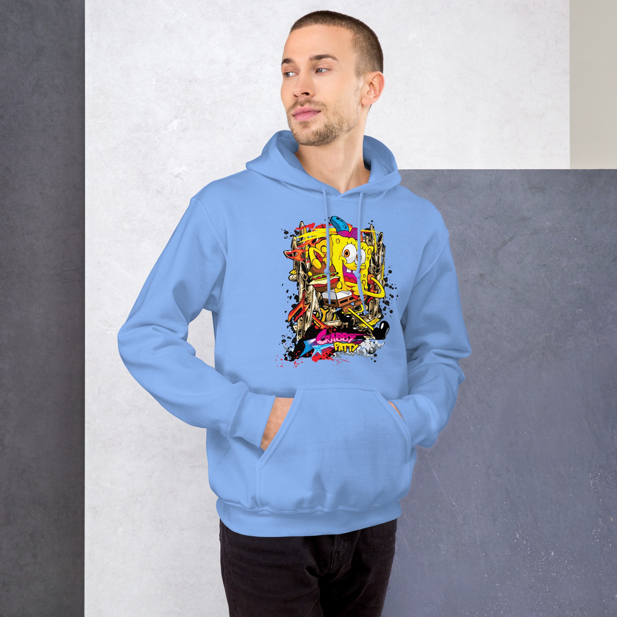Felpa Stampata Unisex con Cappuccio – Morbida – Design Crabby Patty-Biiply