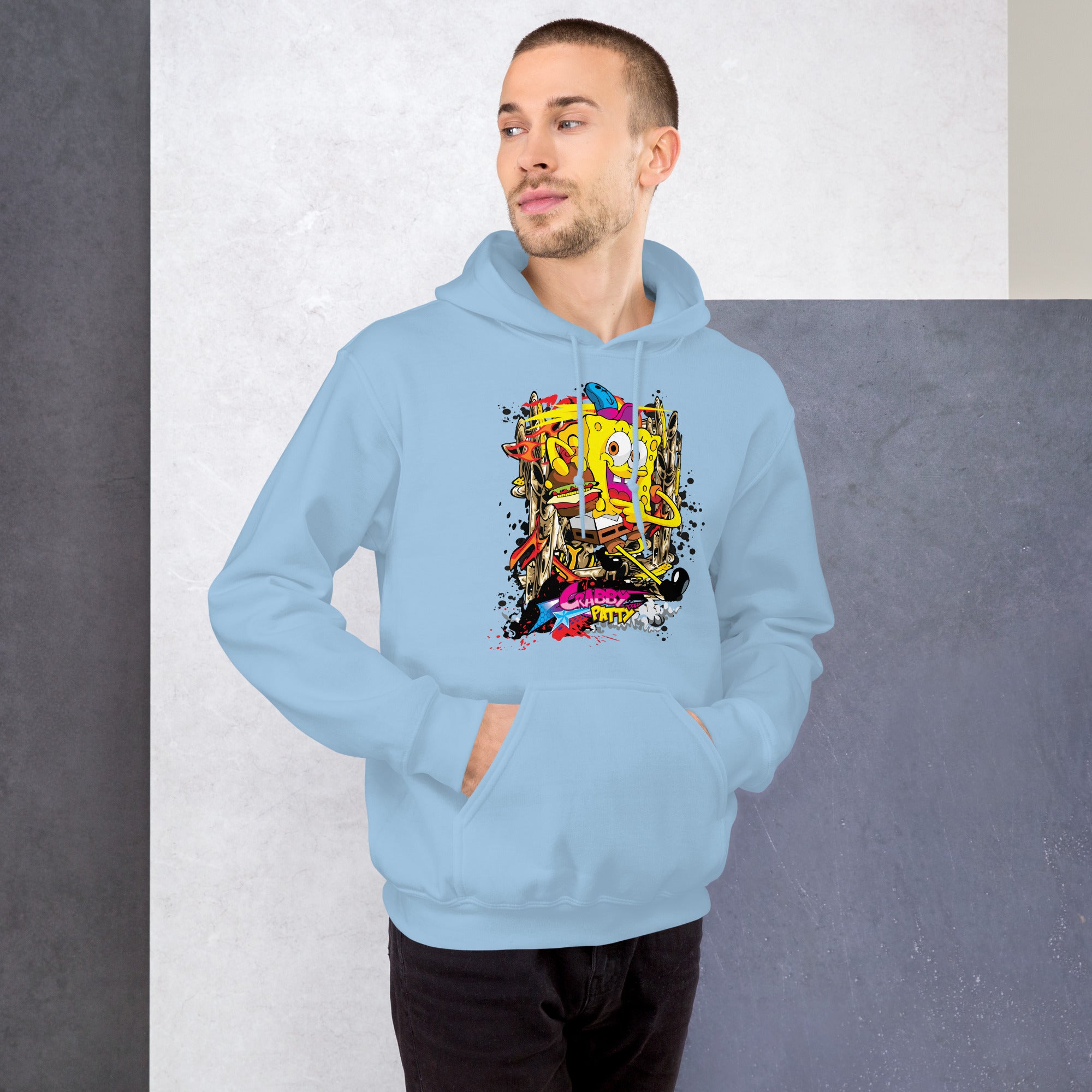 Felpa Stampata Unisex con Cappuccio – Morbida – Design Crabby Patty-Biiply
