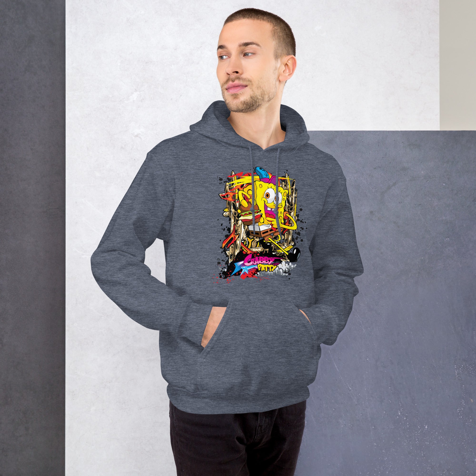 Felpa Stampata Unisex con Cappuccio – Morbida – Design Crabby Patty-Biiply
