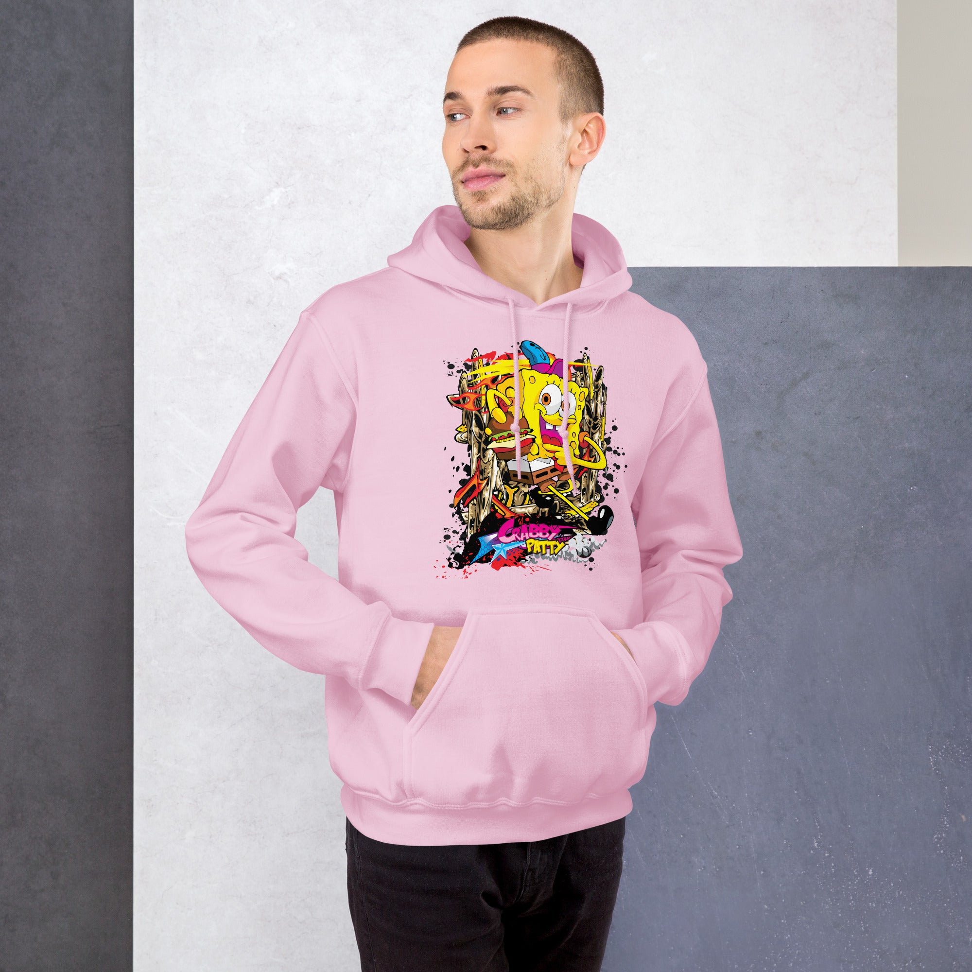 Felpa Stampata Unisex con Cappuccio – Morbida – Design Crabby Patty-Biiply