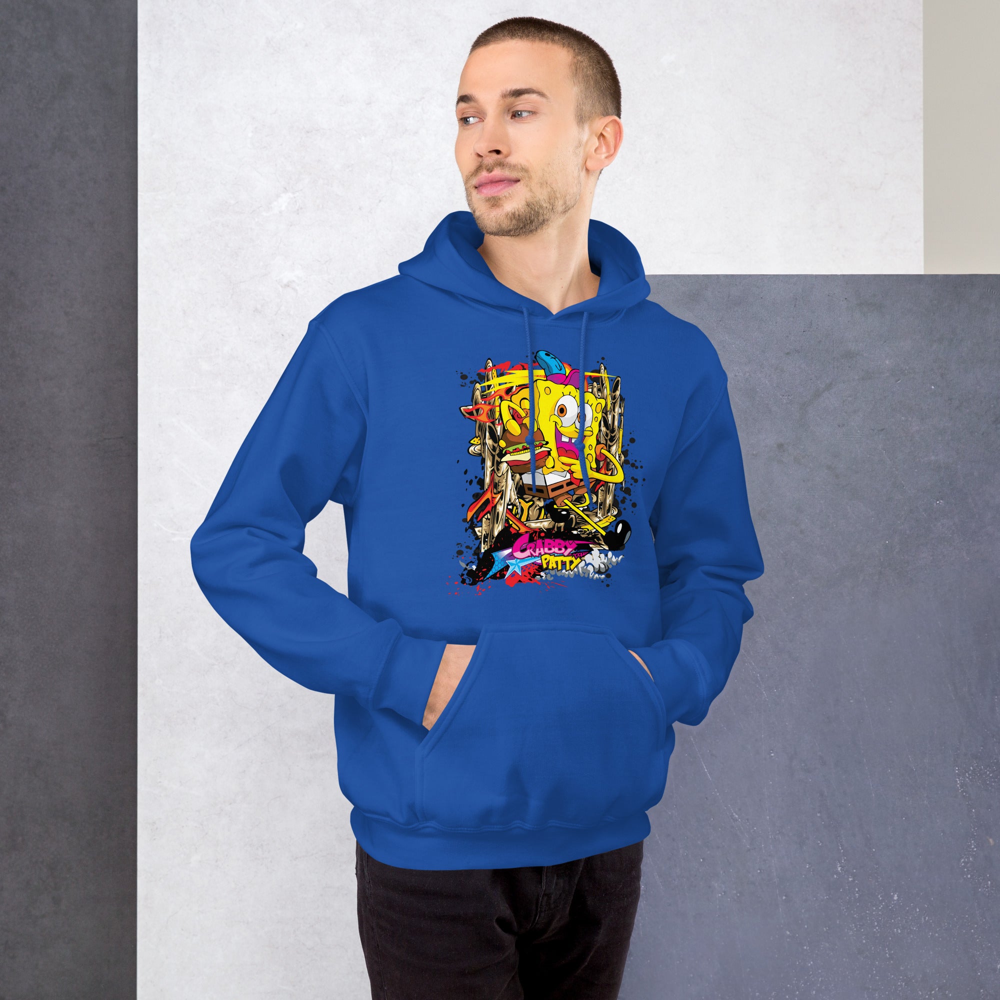 Felpa Stampata Unisex con Cappuccio – Morbida – Design Crabby Patty-Biiply