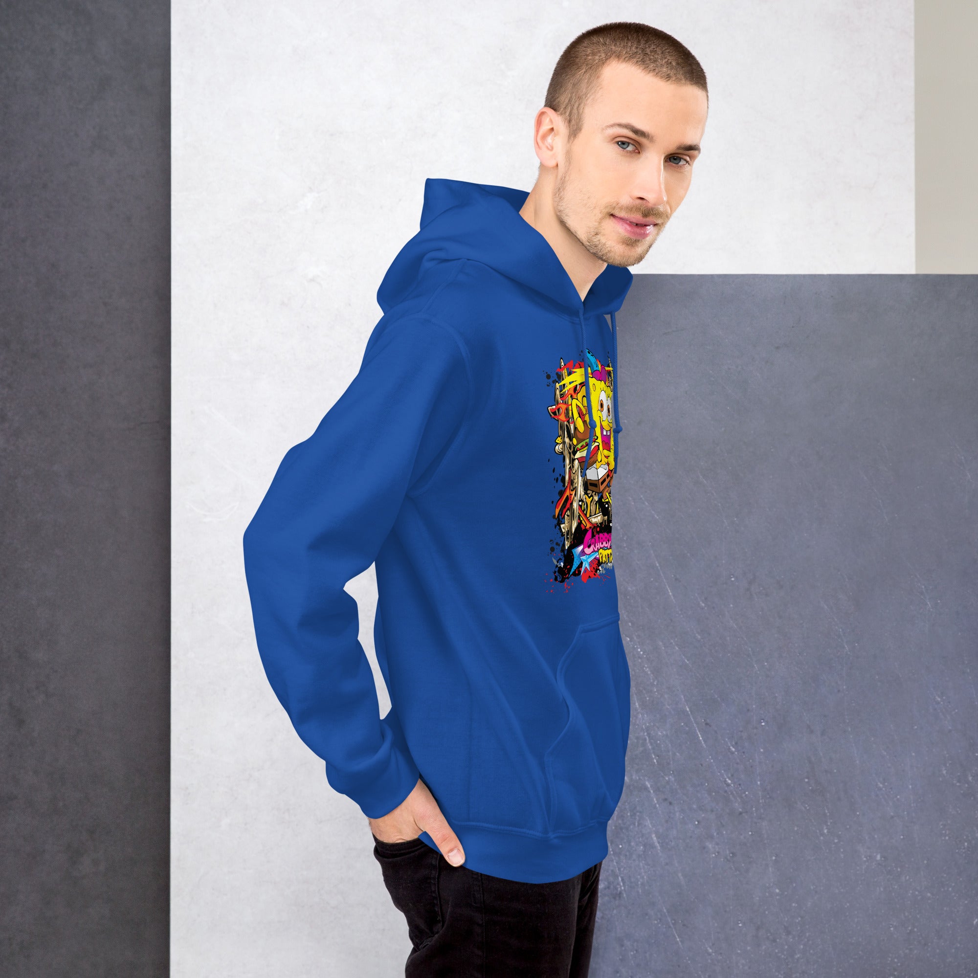 Felpa Stampata Unisex con Cappuccio – Morbida – Design Crabby Patty-Biiply