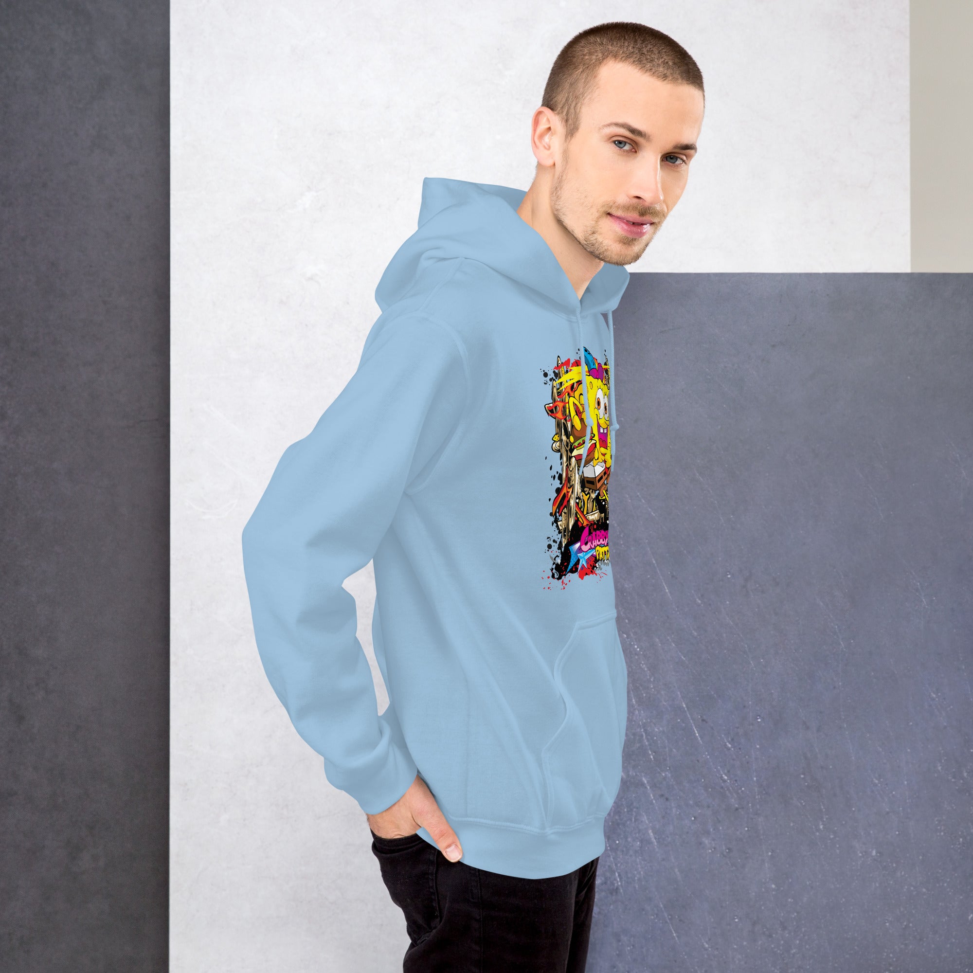 Felpa Stampata Unisex con Cappuccio – Morbida – Design Crabby Patty-Biiply