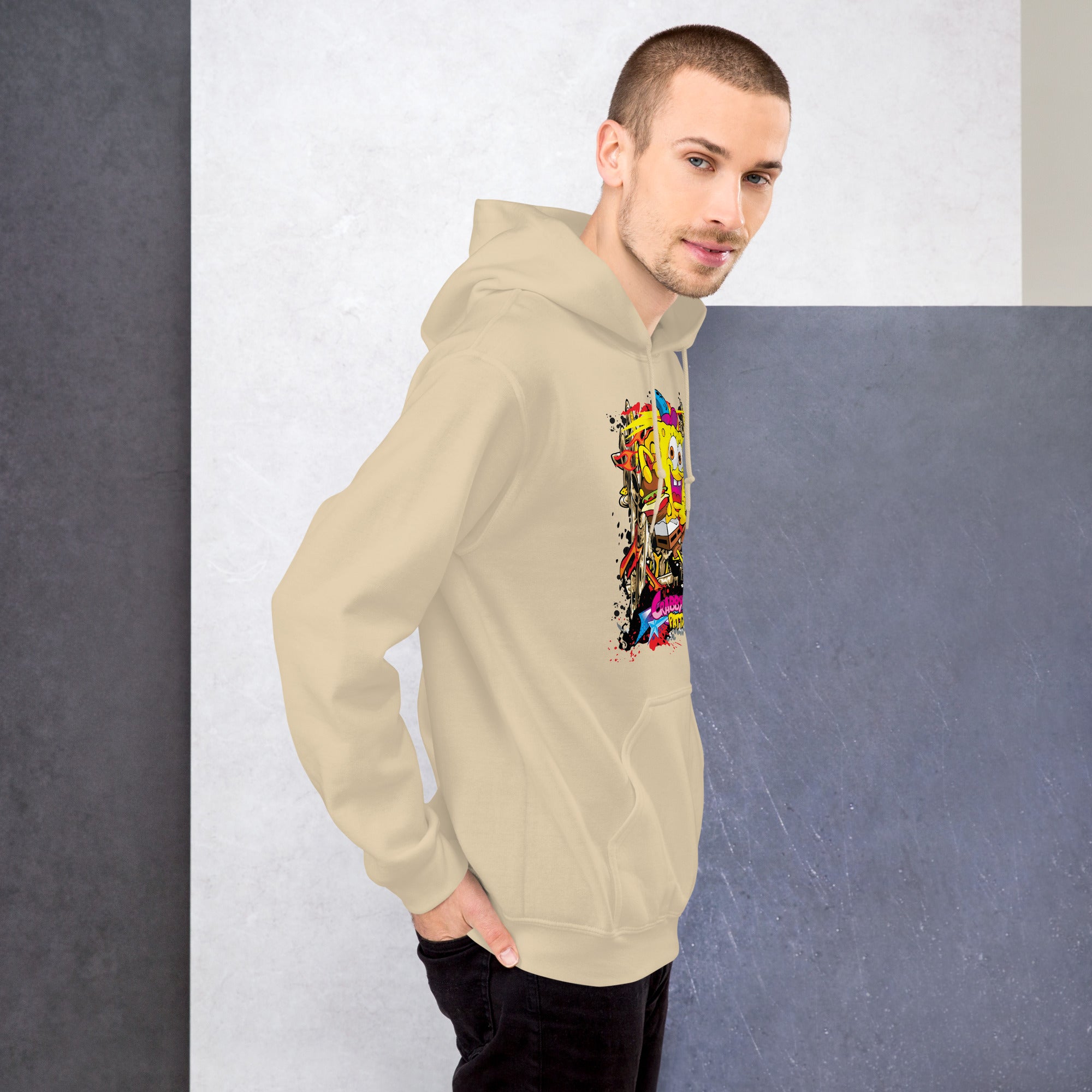 Felpa Stampata Unisex con Cappuccio – Morbida – Design Crabby Patty-Biiply