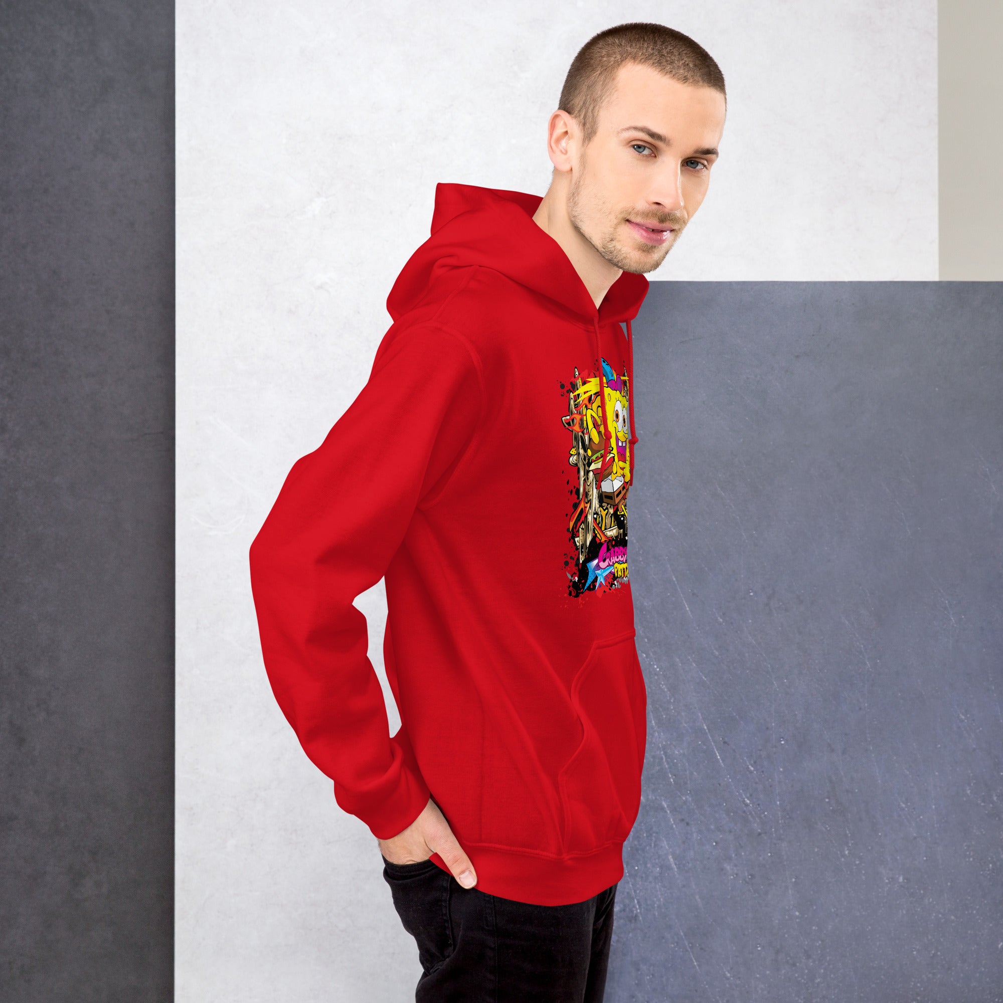 Felpa Stampata Unisex con Cappuccio – Morbida – Design Crabby Patty-Biiply
