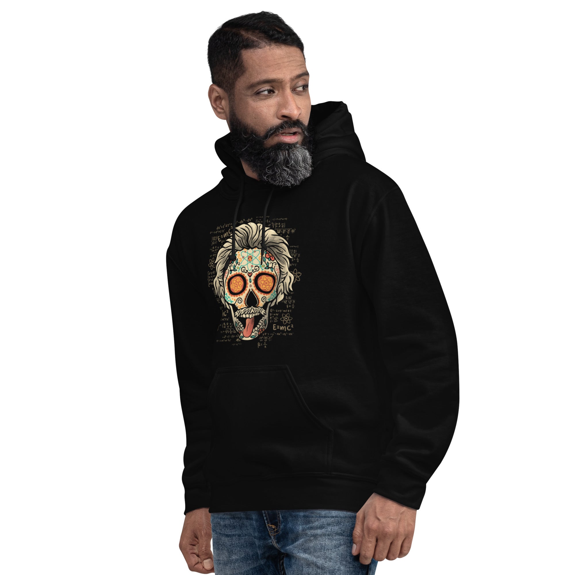 Felpa Stampata Unisex con Cappuccio – Morbida – Design Einstein Calavera-Biiply