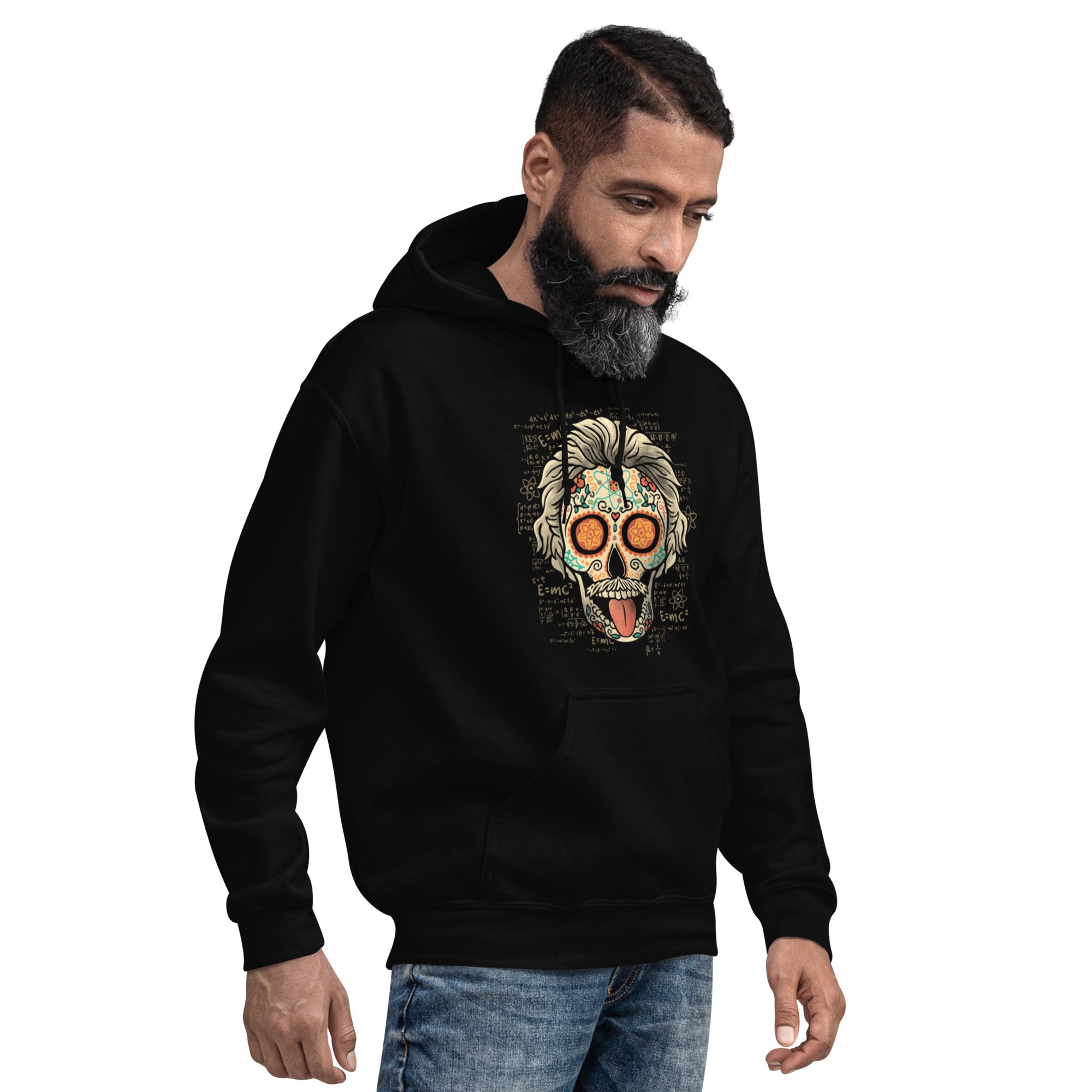 Felpa Stampata Unisex con Cappuccio – Morbida – Design Einstein Calavera-Biiply