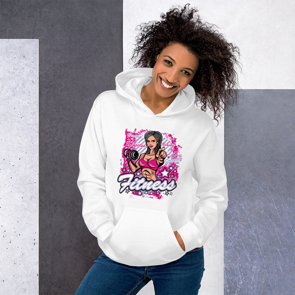 Felpa Stampata Unisex con Cappuccio – Morbida – Design Fitness Girl-Biiply
