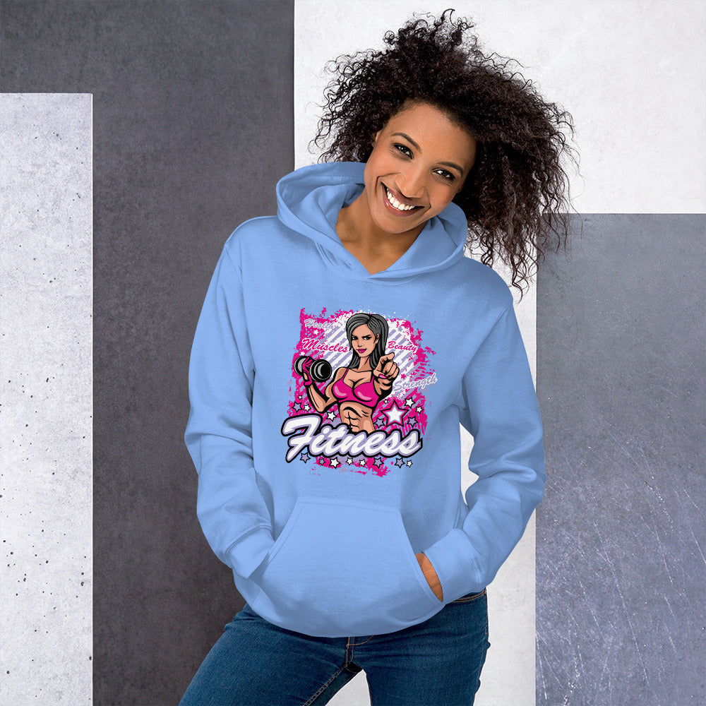 Felpa Stampata Unisex con Cappuccio – Morbida – Design Fitness Girl-Biiply