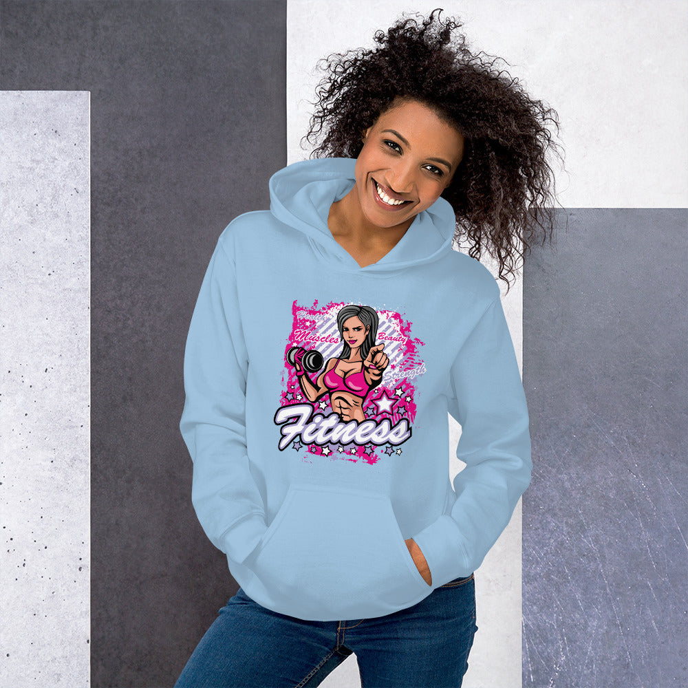 Felpa Stampata Unisex con Cappuccio – Morbida – Design Fitness Girl-Biiply