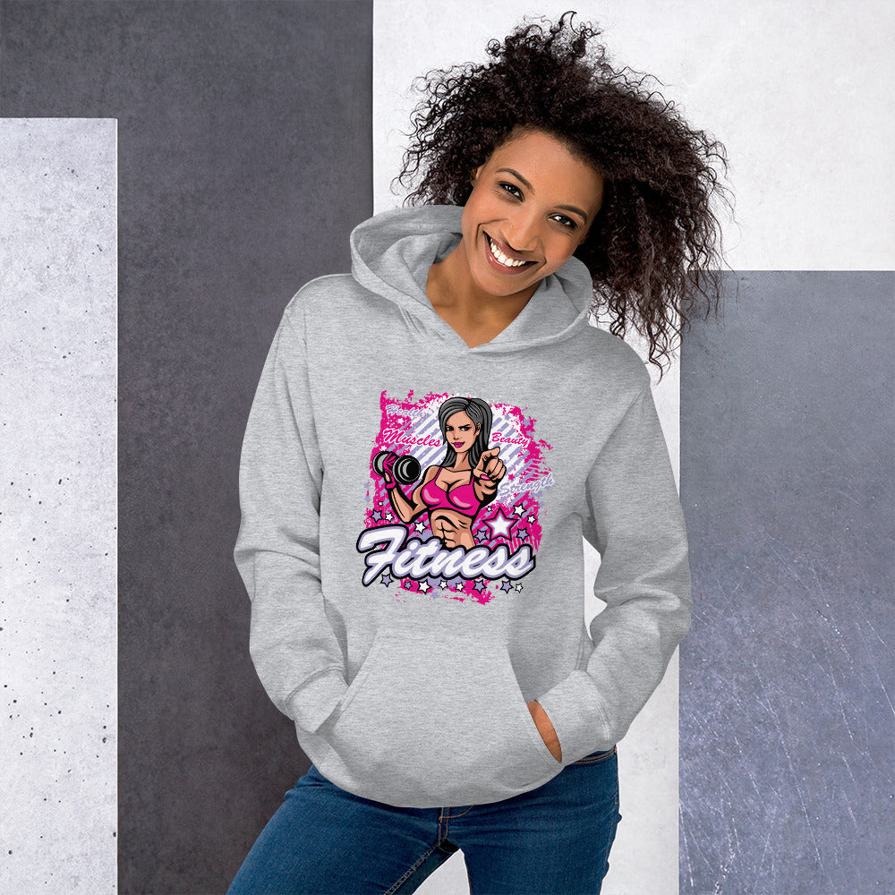 Felpa Stampata Unisex con Cappuccio – Morbida – Design Fitness Girl-Biiply