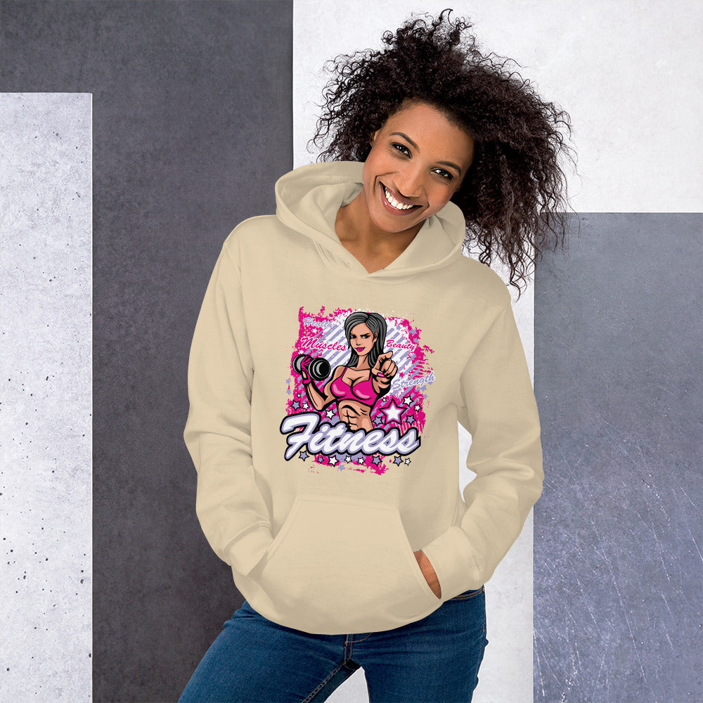 Felpa Stampata Unisex con Cappuccio – Morbida – Design Fitness Girl-Biiply