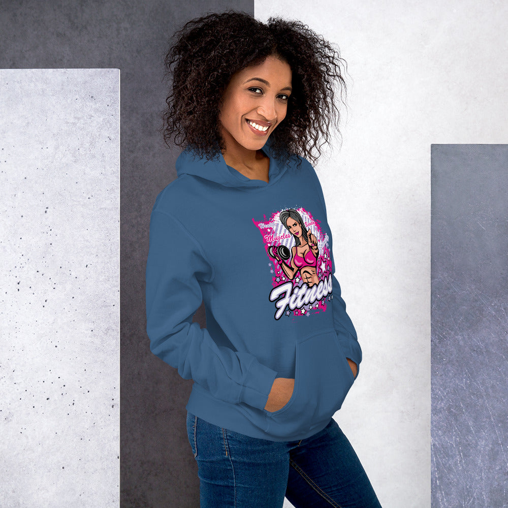 Felpa Stampata Unisex con Cappuccio – Morbida – Design Fitness Girl-Biiply