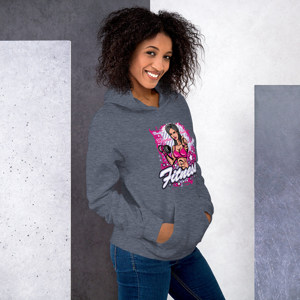 Felpa Stampata Unisex con Cappuccio – Morbida – Design Fitness Girl-Biiply