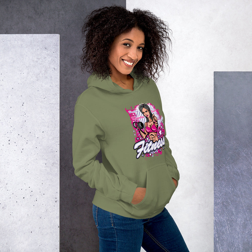 Felpa Stampata Unisex con Cappuccio – Morbida – Design Fitness Girl-Biiply