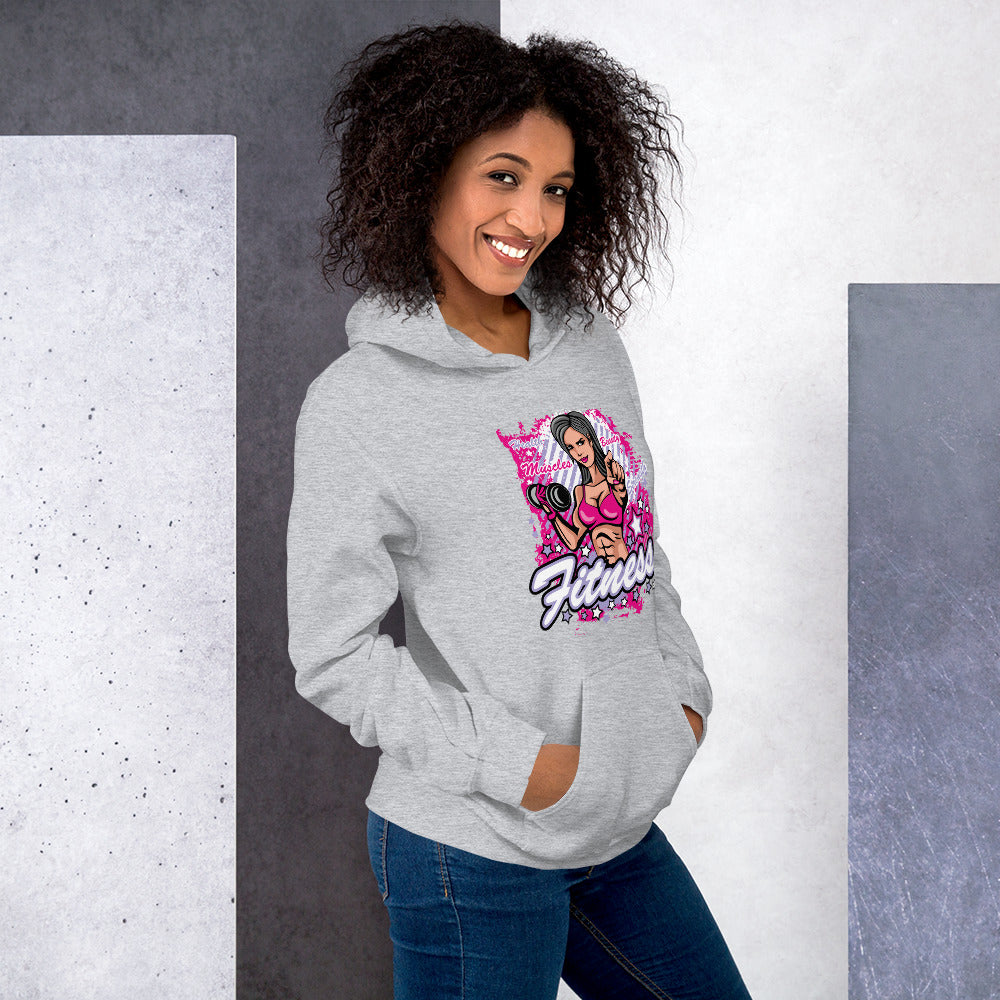 Felpa Stampata Unisex con Cappuccio – Morbida – Design Fitness Girl-Biiply