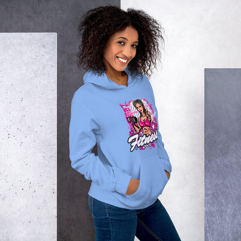 Felpa Stampata Unisex con Cappuccio – Morbida – Design Fitness Girl-Biiply