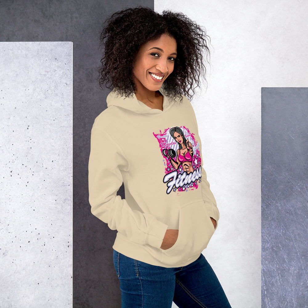 Felpa Stampata Unisex con Cappuccio – Morbida – Design Fitness Girl-Biiply
