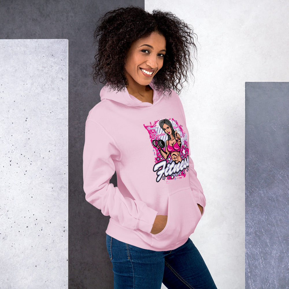 Felpa Stampata Unisex con Cappuccio – Morbida – Design Fitness Girl-Biiply