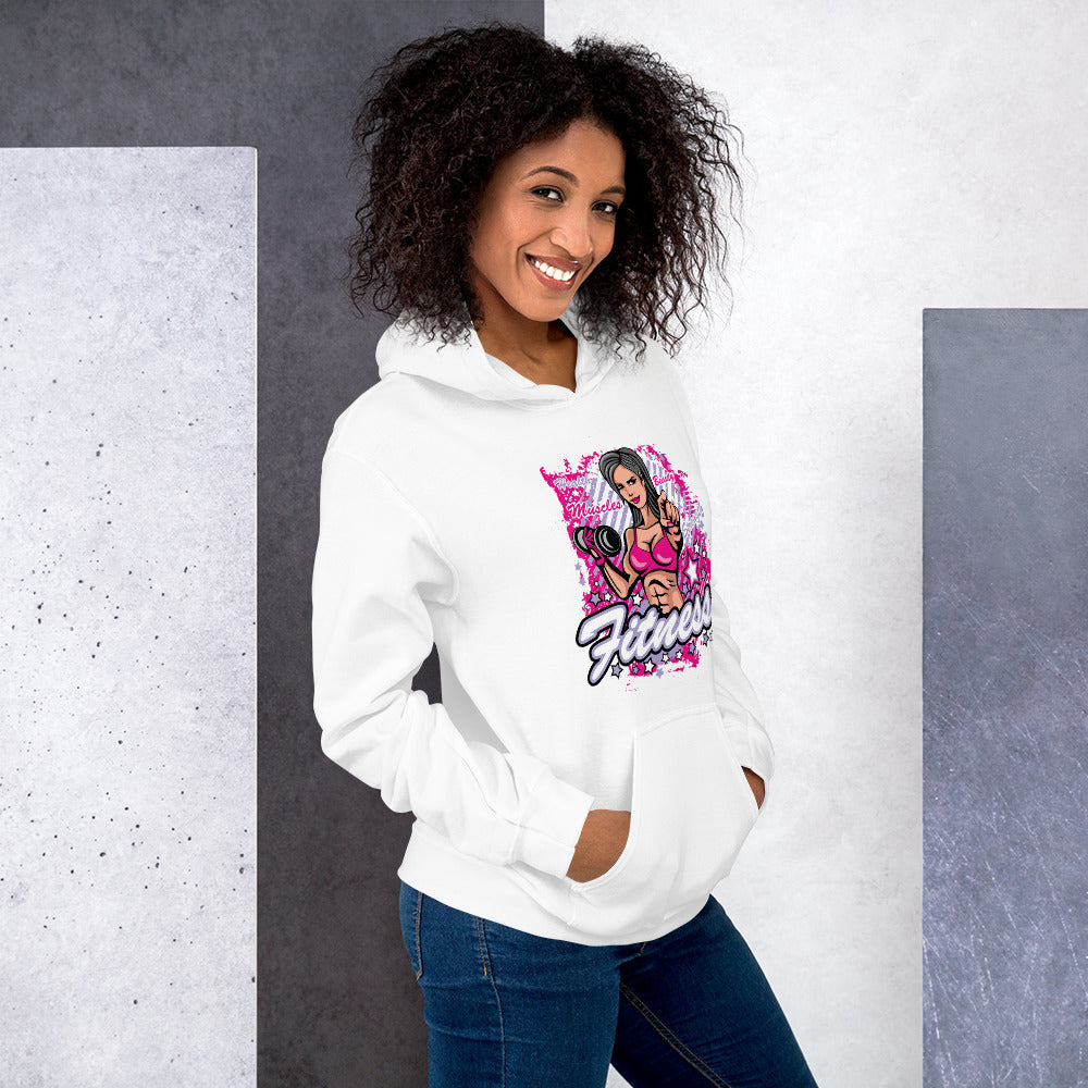 Felpa Stampata Unisex con Cappuccio – Morbida – Design Fitness Girl-Biiply
