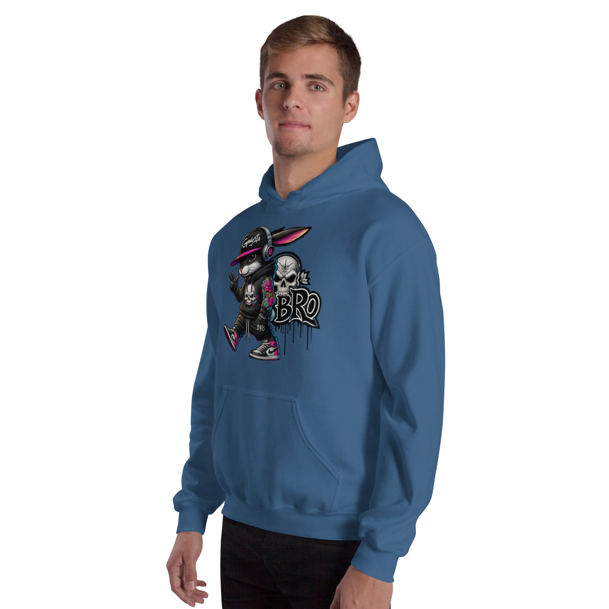 Felpa Stampata Unisex con Cappuccio – Morbida – Design Gangstar Rabbit-Biiply