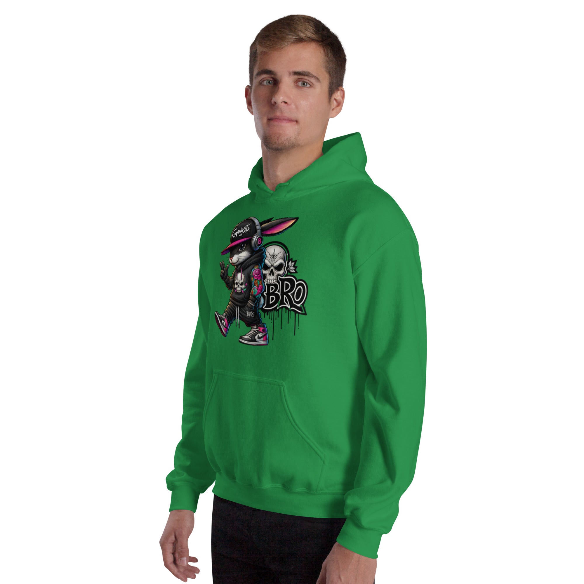 Felpa Stampata Unisex con Cappuccio – Morbida – Design Gangstar Rabbit-Biiply