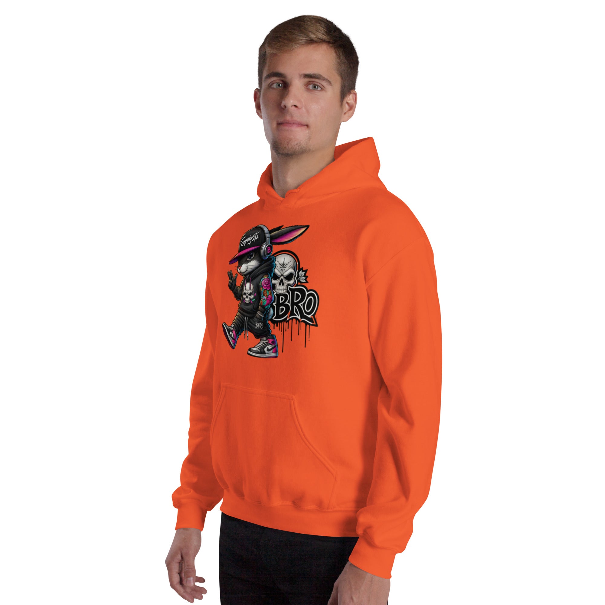 Felpa Stampata Unisex con Cappuccio – Morbida – Design Gangstar Rabbit-Biiply