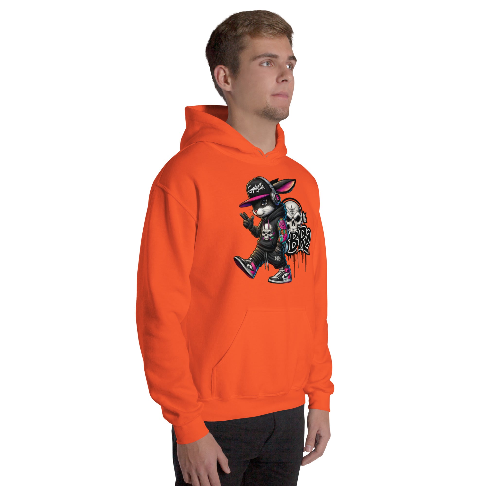 Felpa Stampata Unisex con Cappuccio – Morbida – Design Gangstar Rabbit-Biiply